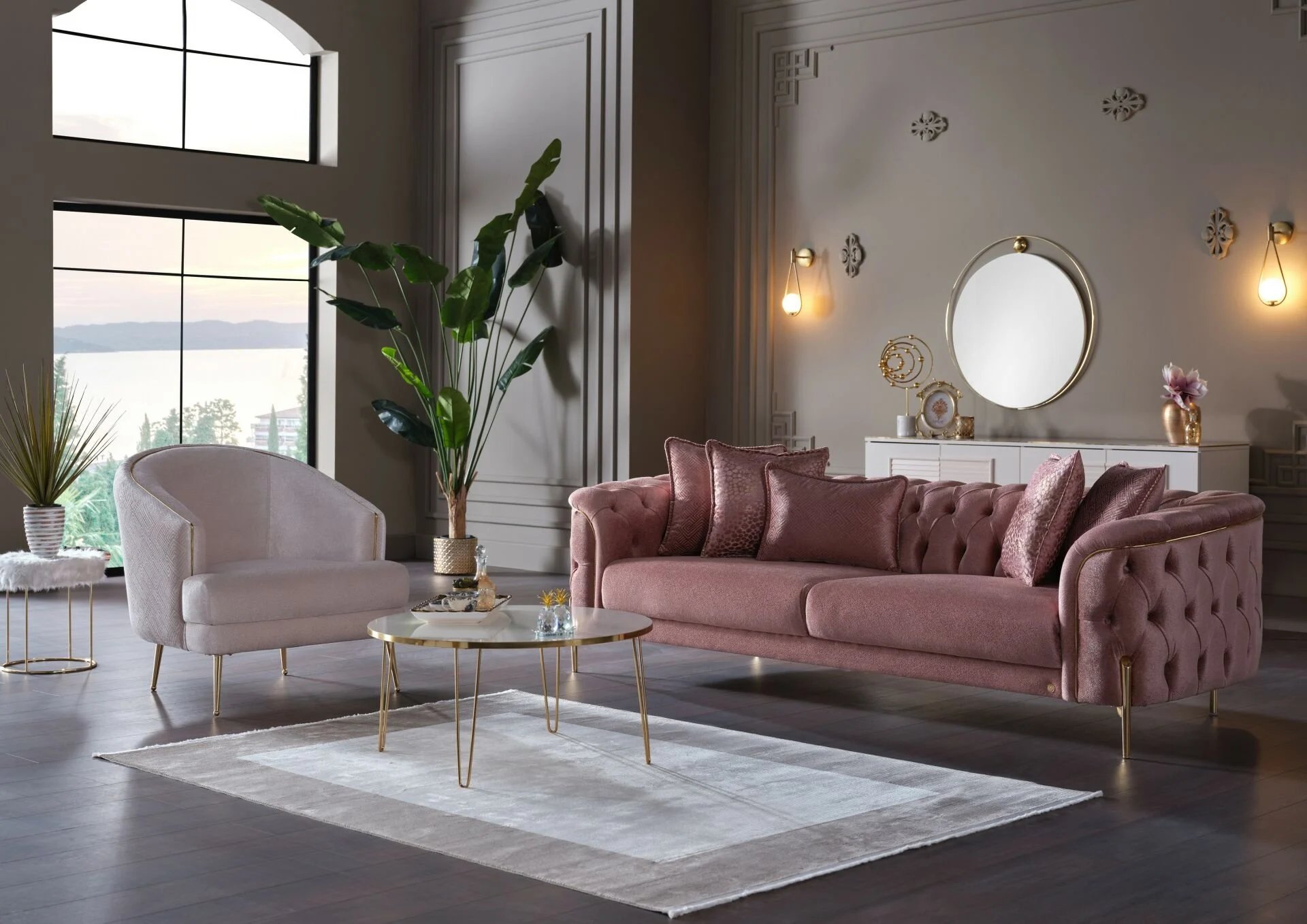 Dolce Gold Koltuk Takımı - Pudra