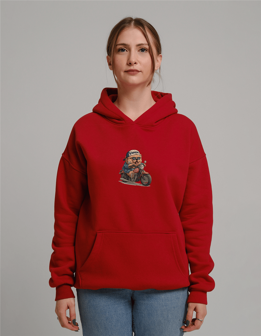 Çin Aslanı Baskılı Unisex Kapüşonlu Sweatshirt