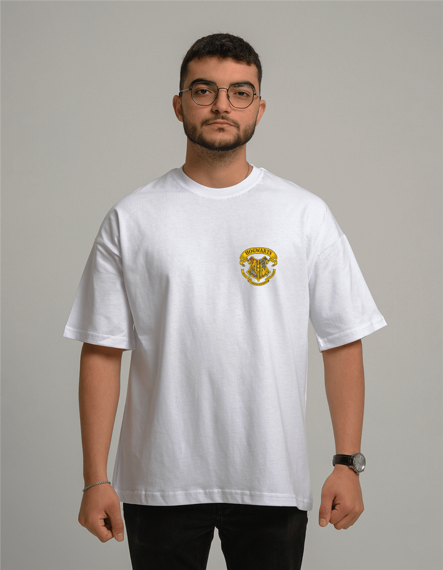 Harry Potter Hogwarts Baskılı Unisex Oversize T-Shirt