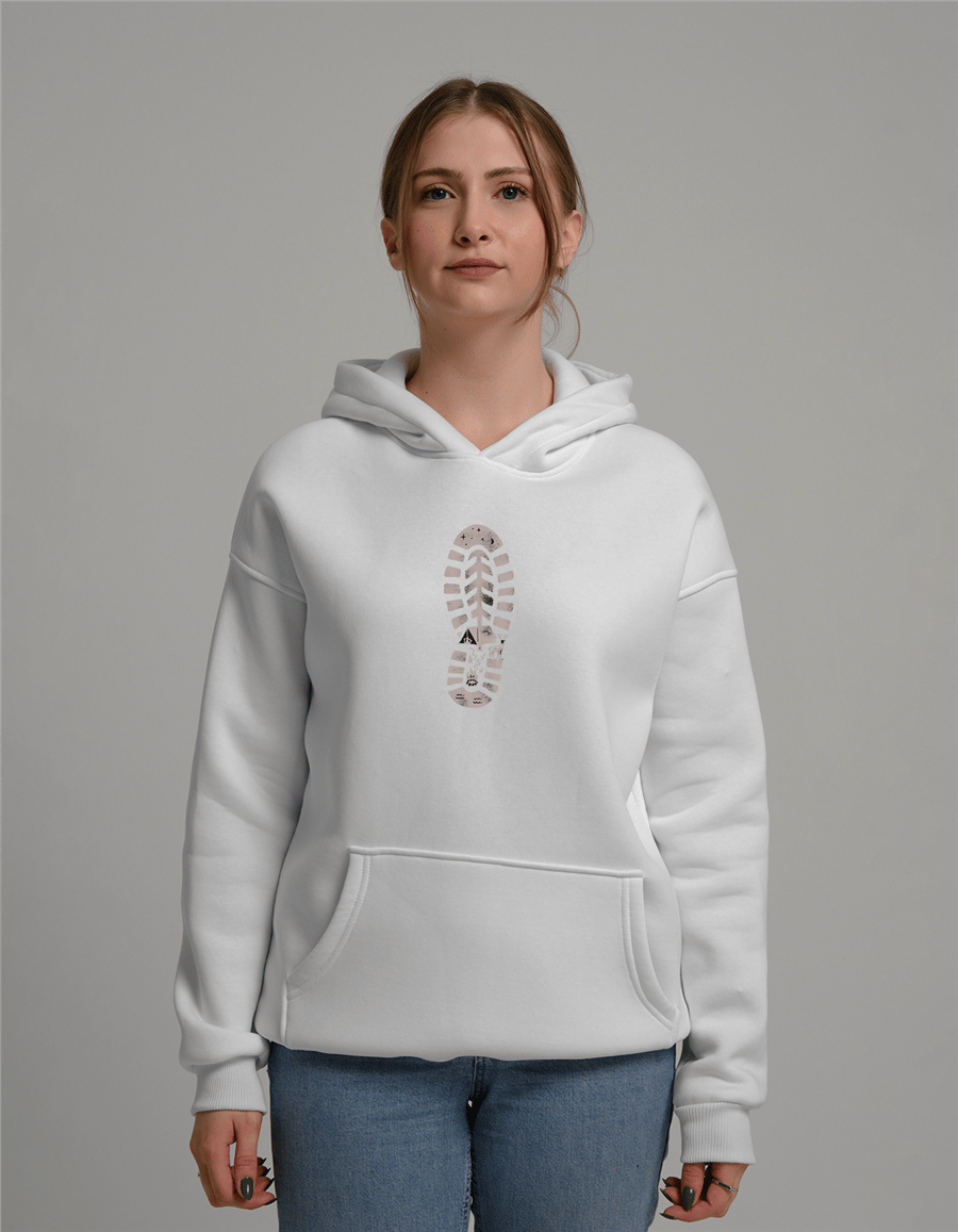 Kamp Bot İzi Baskılı Unisex Kapüşonlu Sweatshirt