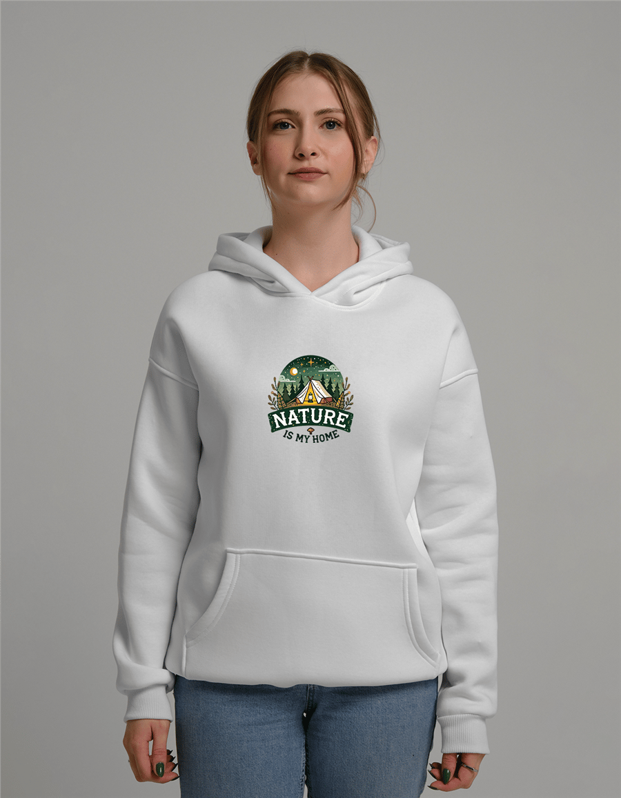 Nature is My Home Baskılı Unisex Kapüşonlu Sweatshirt