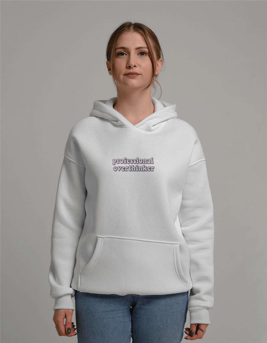 Overthinker Baskılı Unisex Kapüşonlu Sweatshirt