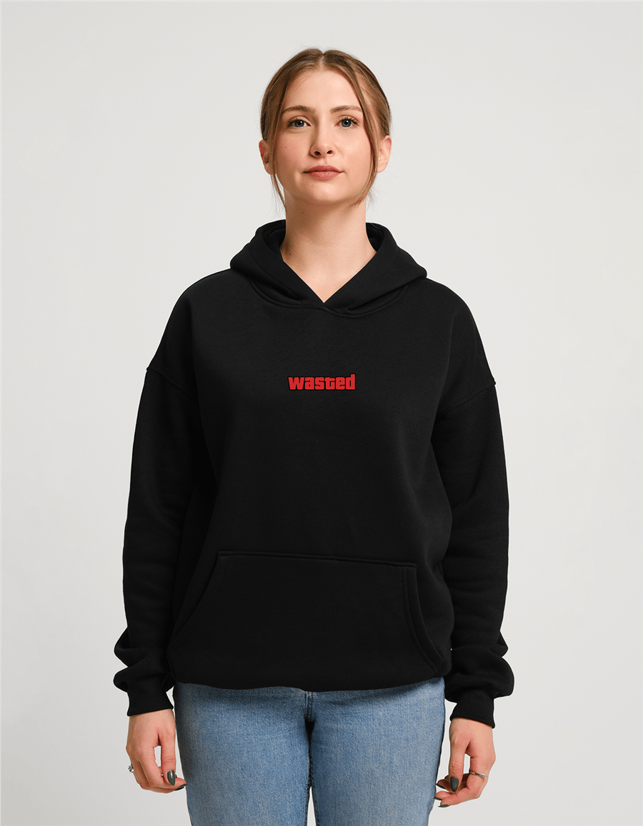 Wasted Baskılı Unisex Kapüşonlu Sweatshirt