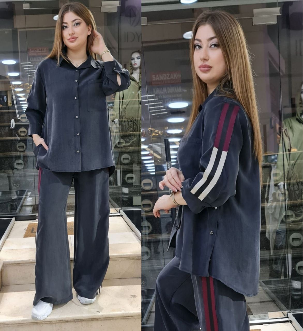 Büyük Beden Uyumlu Şerit ve Çıtçıt Detaylı Tensel Takım