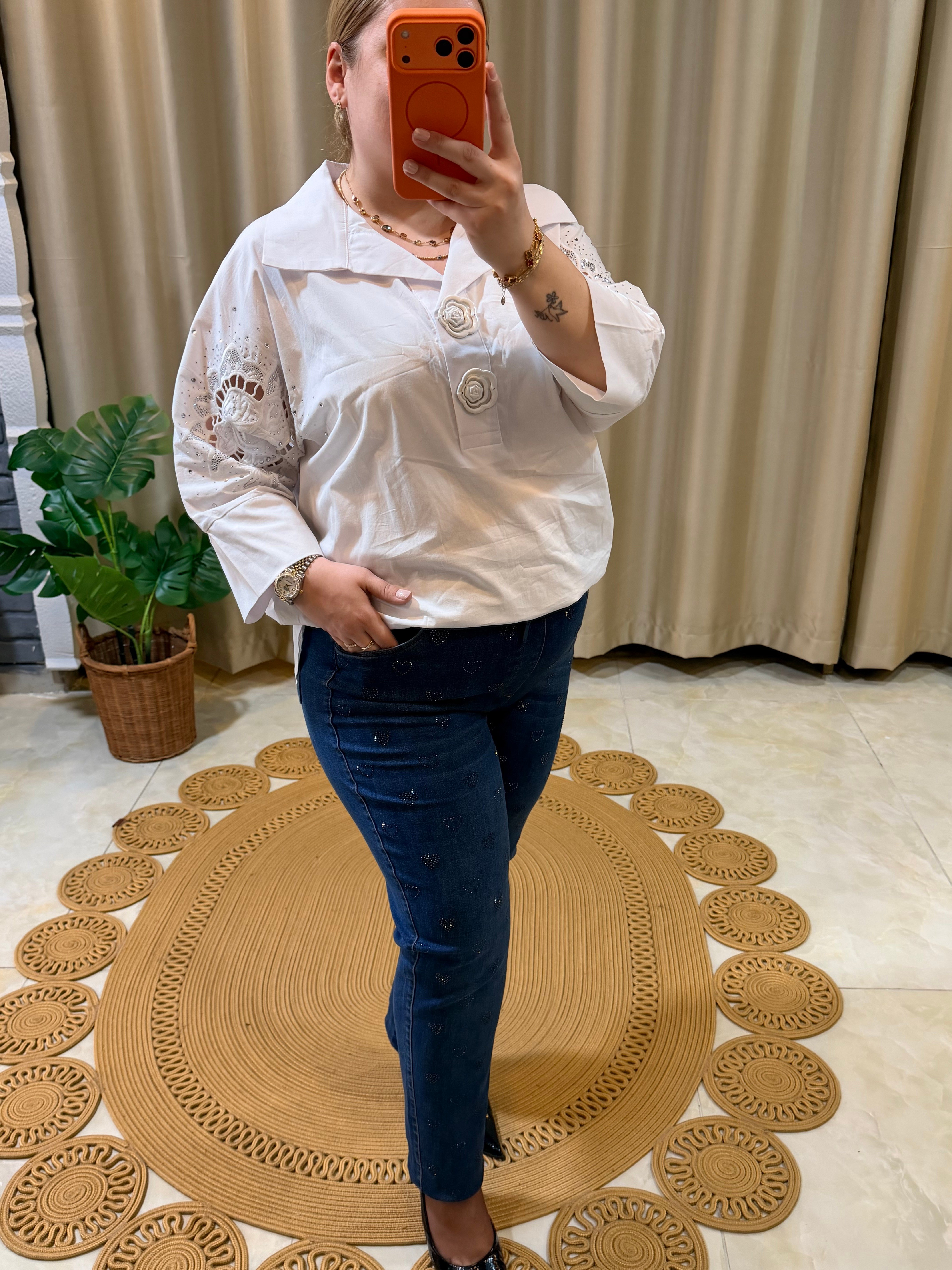 Kalp Taş Detaylı Skiny Jean