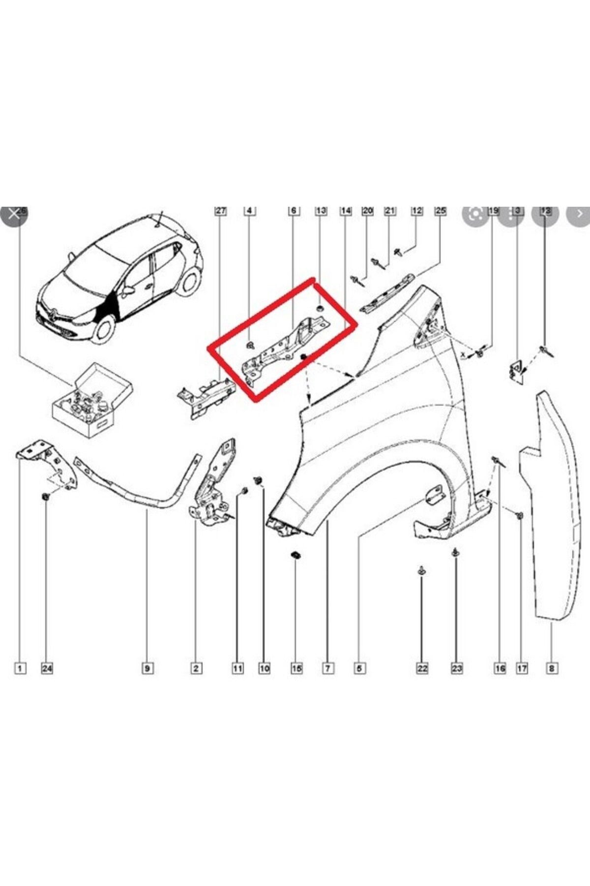 RENAULT CLIO- 4- HB- 13/16; ÖN ÇAMURLUK BAĞLANTI SUPORTU SOL (ORTA KISIM) (SAC) (EAGLE BODY) (Oem N