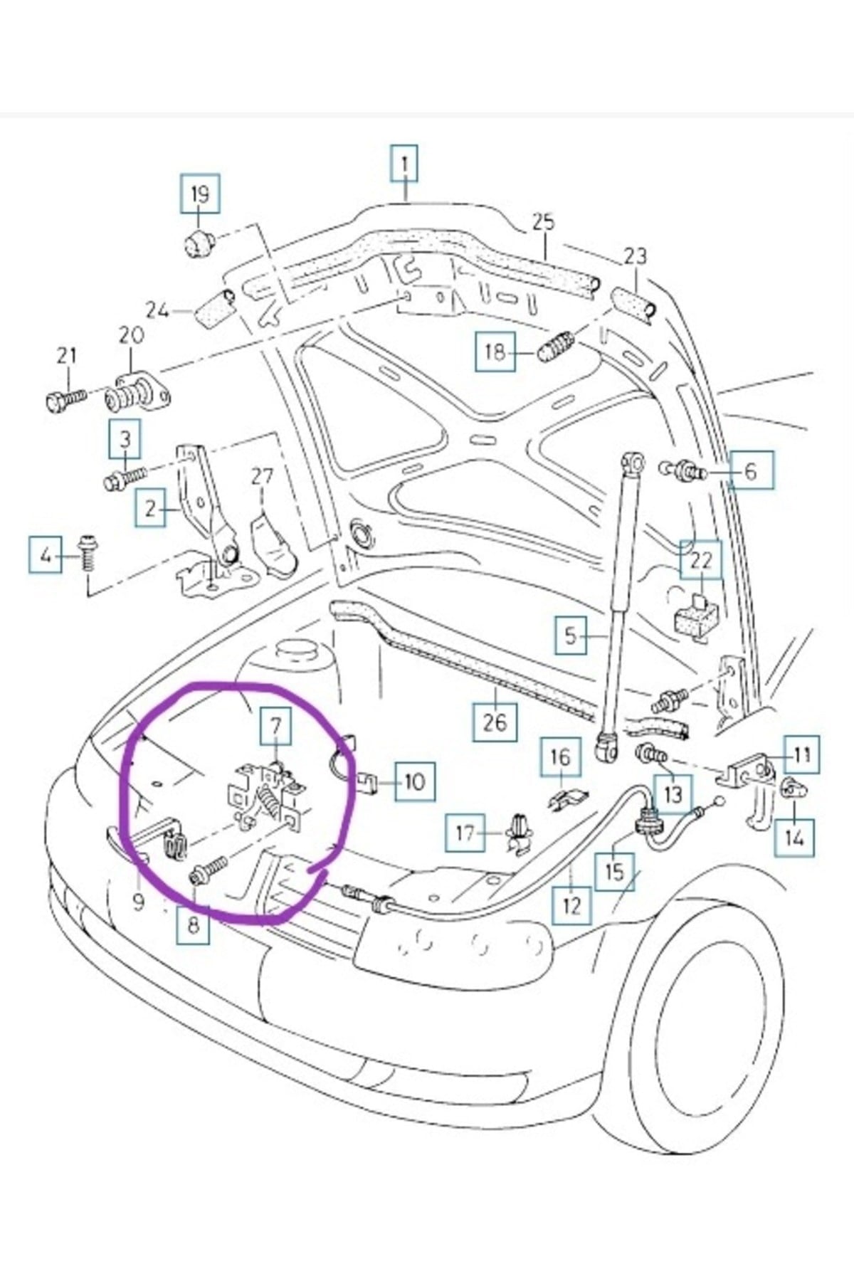 Seat Toledo- 99/05; Uyumlu  Kaput Dış Açma Mandalı-1m0823503j