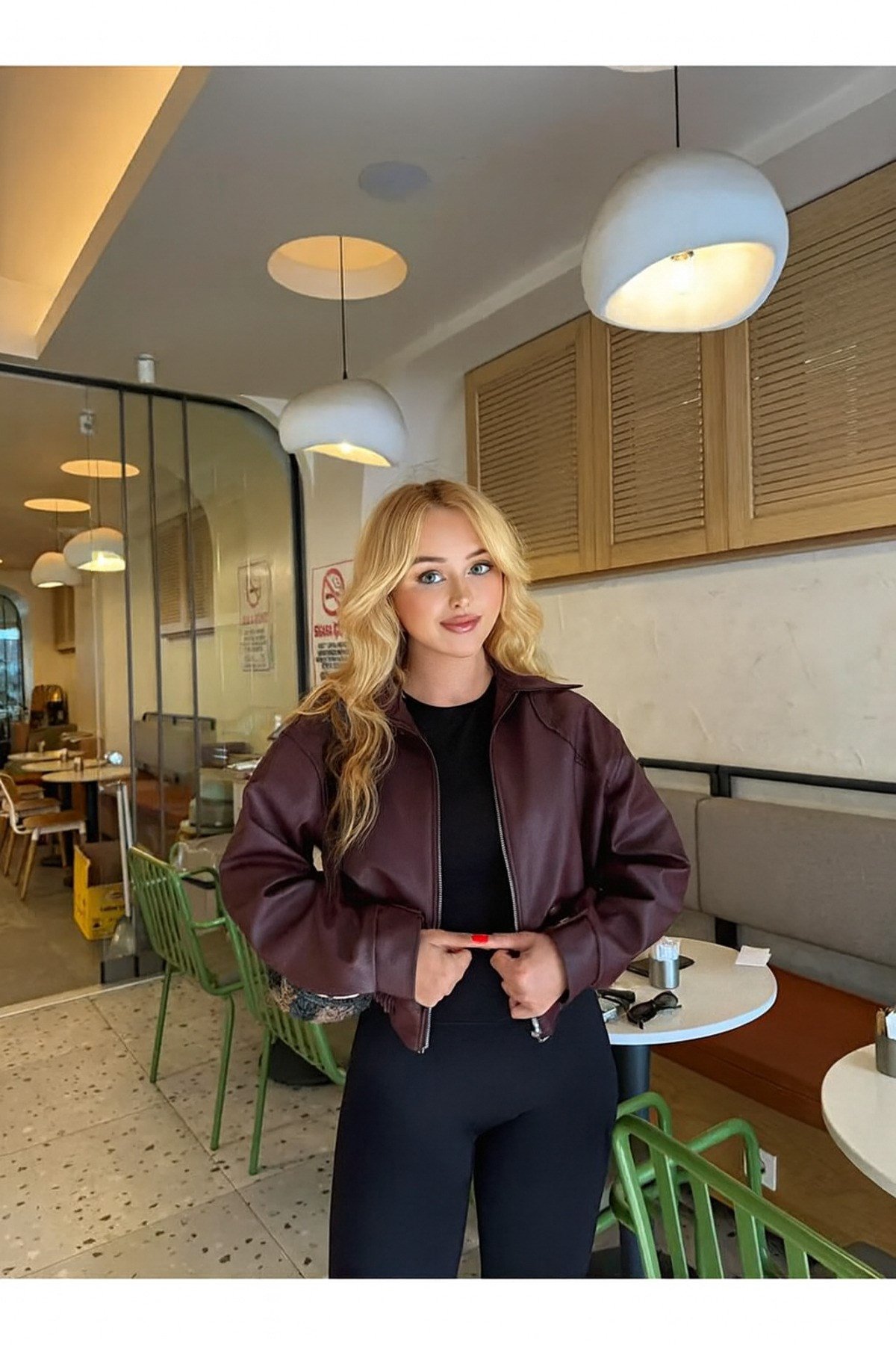 Kadın Deri Bomber Ceket