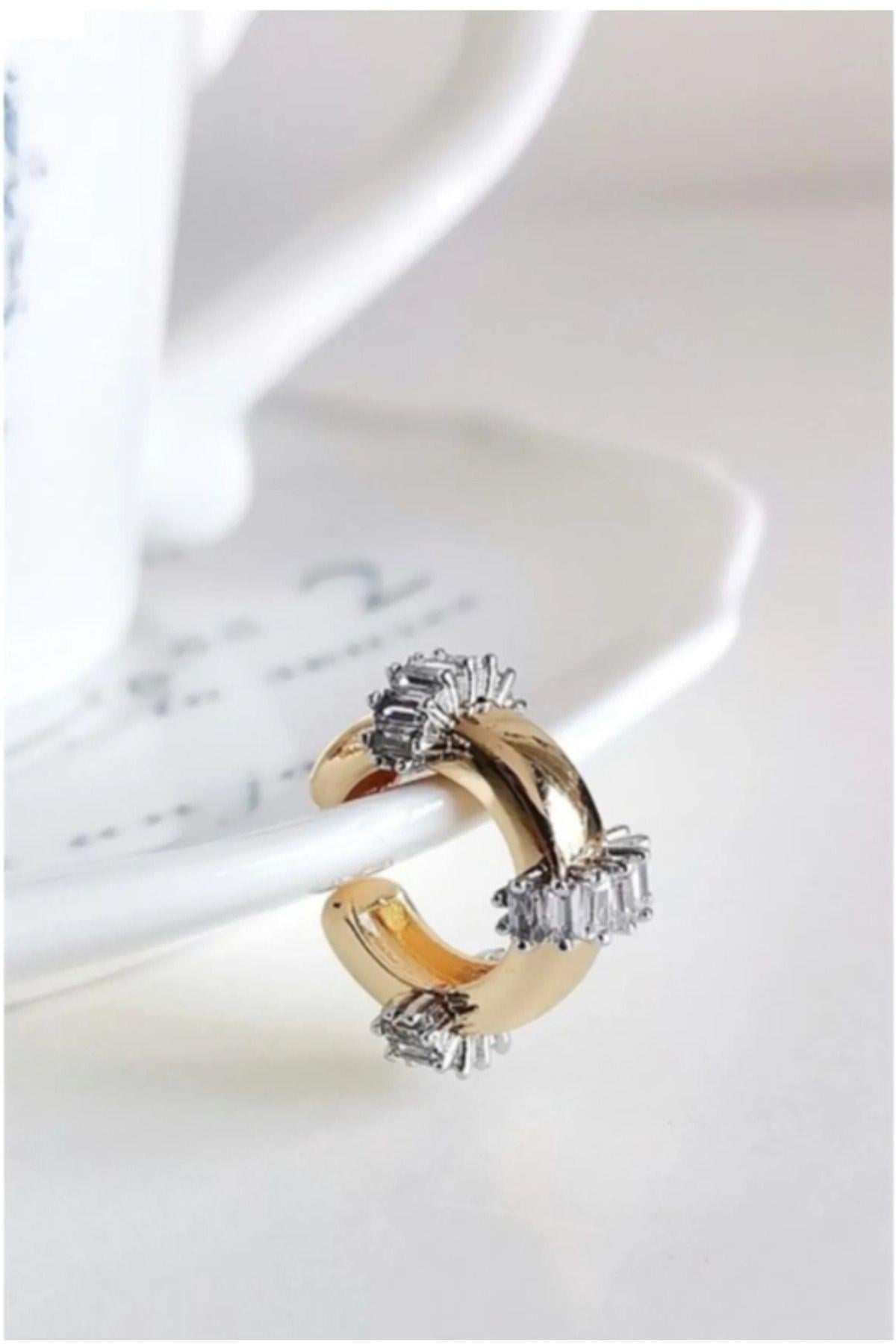 Çelik Çengel İğneli Taşlı Kıkırdak Küpe Earcuff
