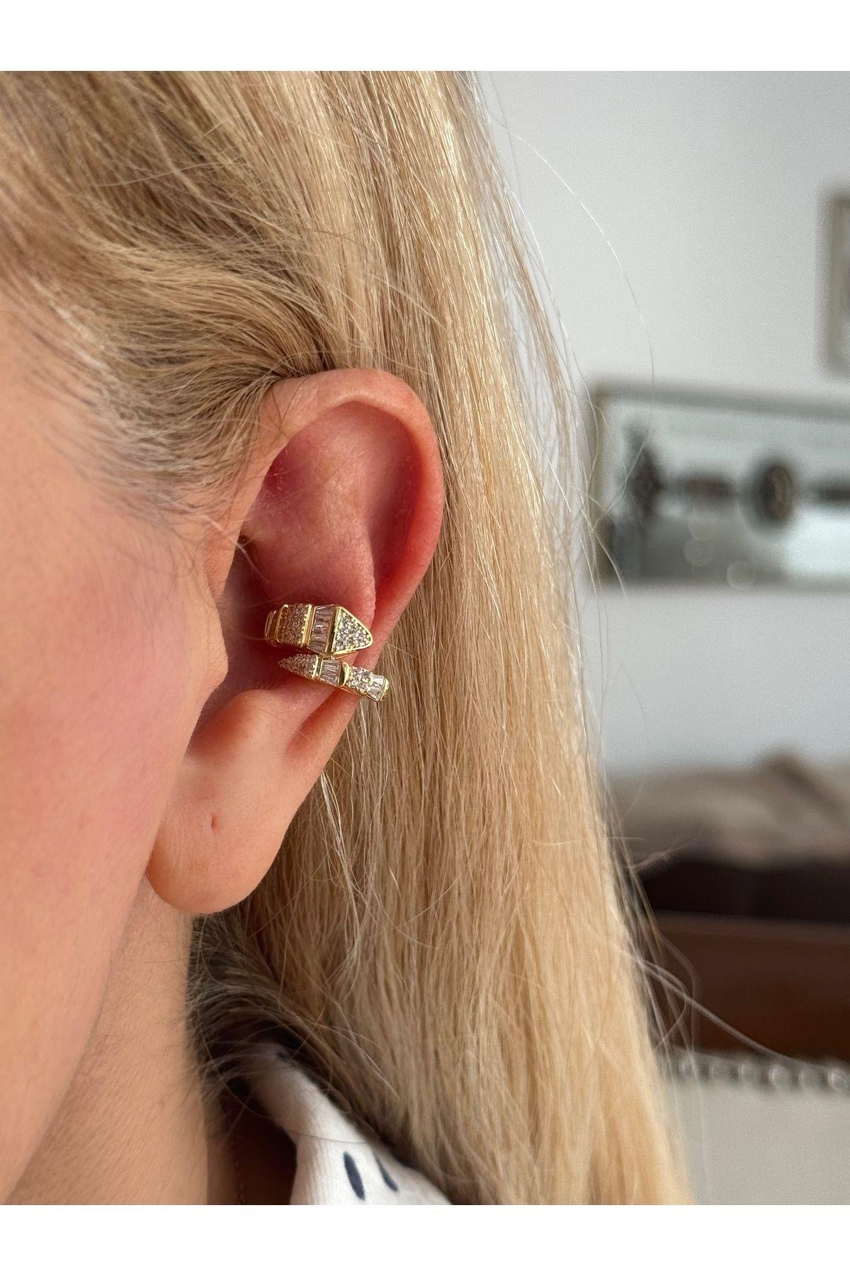 Earcuff Kadın Kıkırdak Yılan Figür Küpe