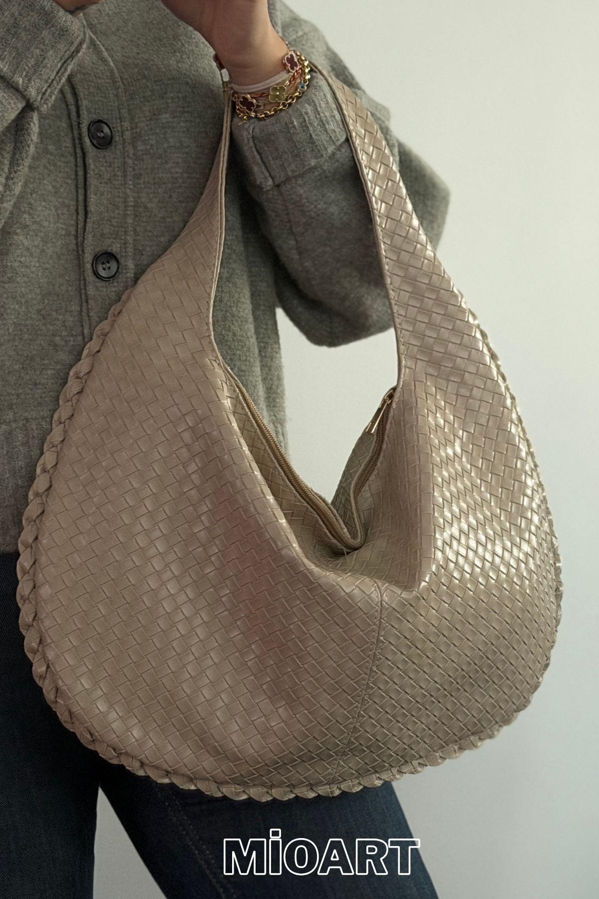 Kadın Retro Pinterest Salaş Stil Örtü Dokulu Omuz Çantası