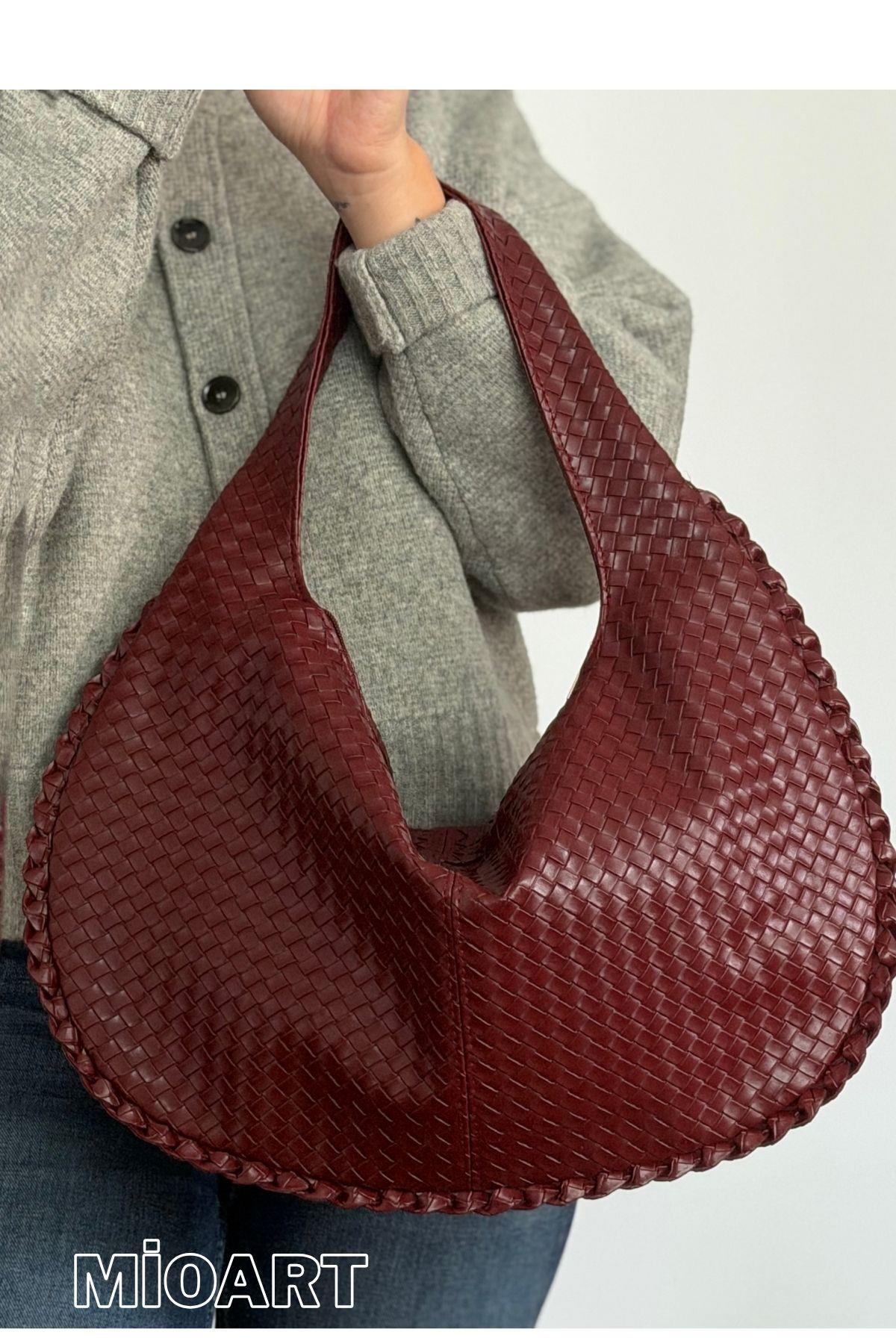Kadın Retro Pinterest Salaş Stil Örtü Dokulu Omuz Çantası