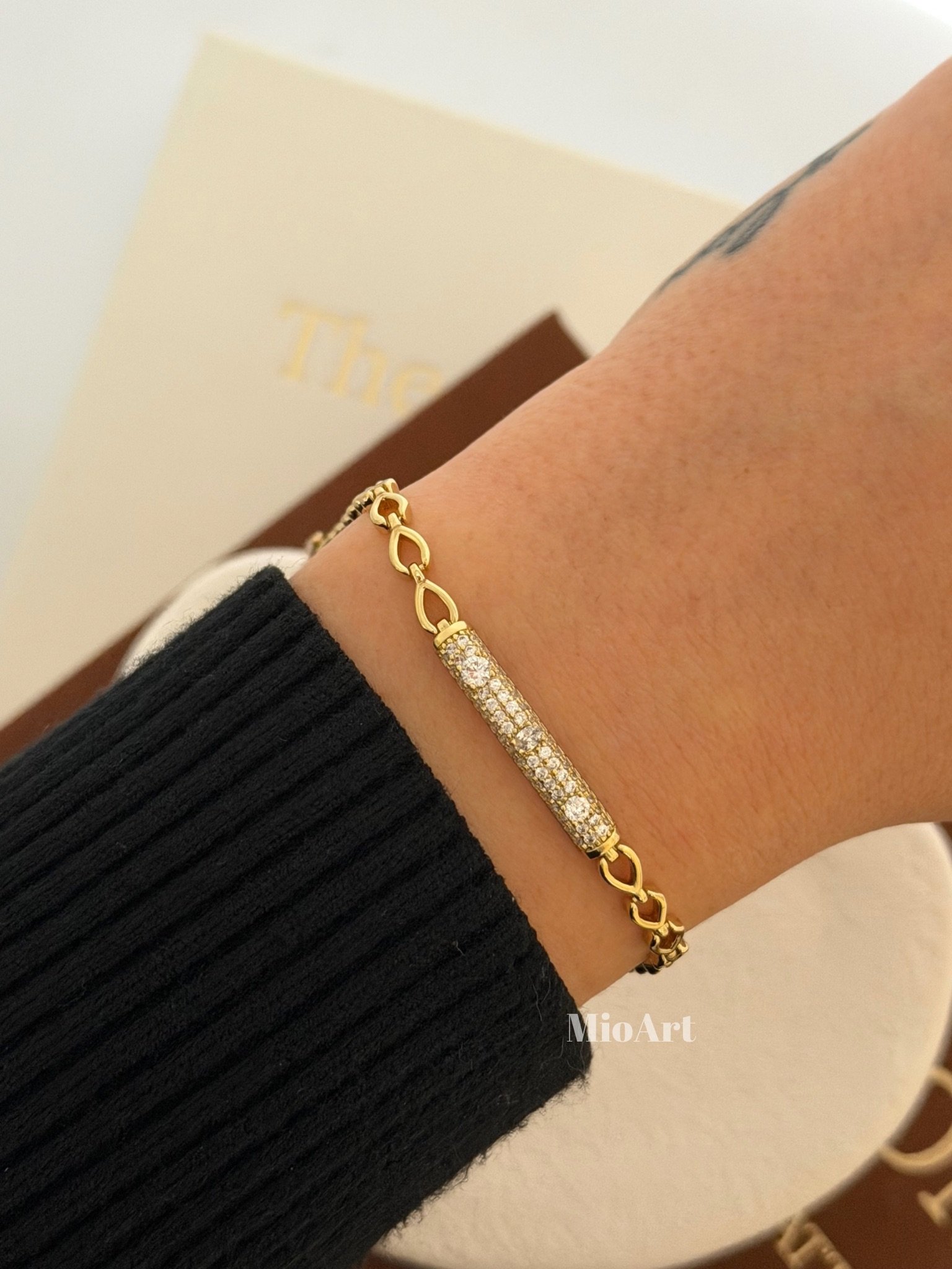 Taşlı Gold Bileklik