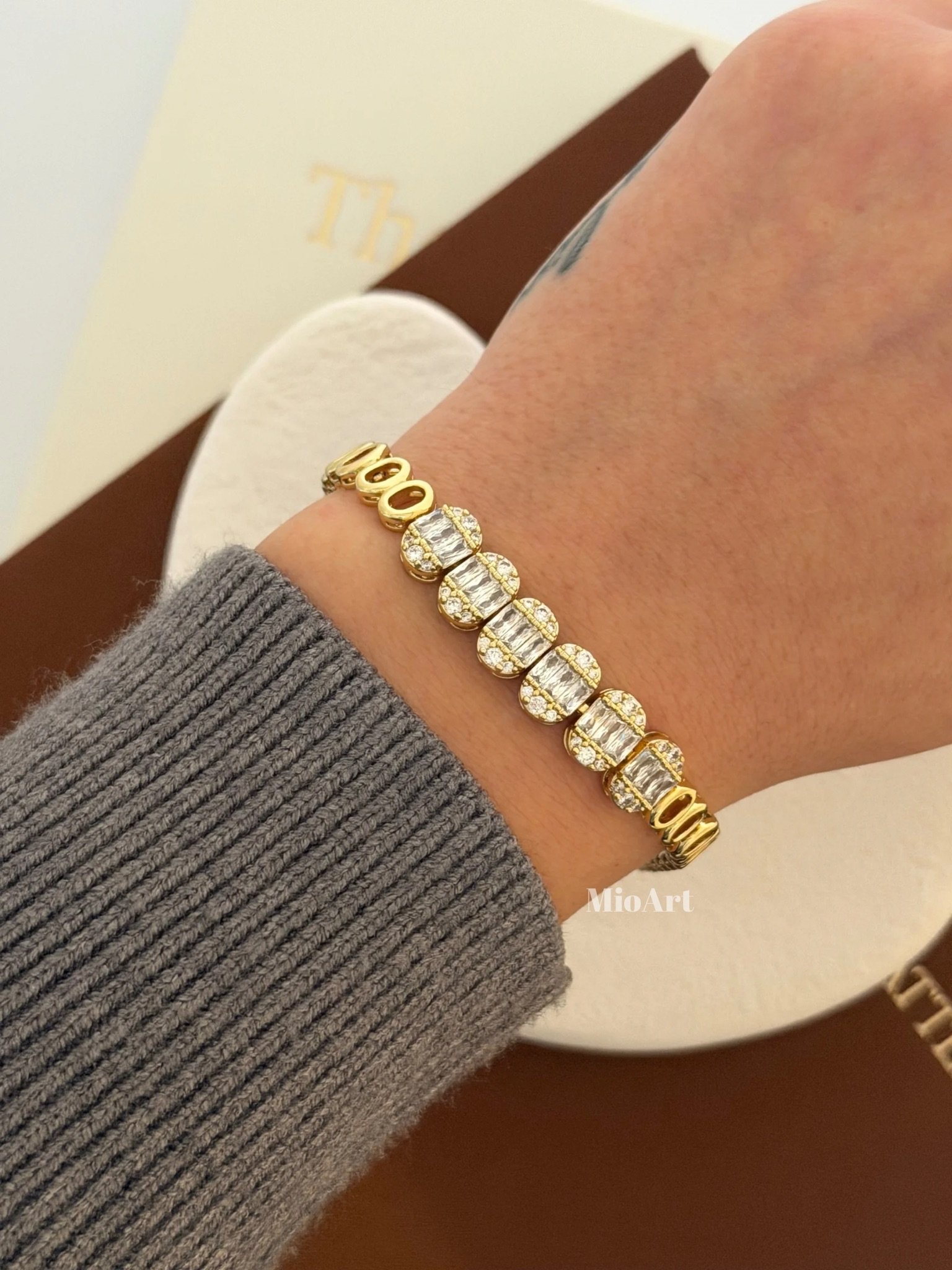 Taşlı Gold Bileklik