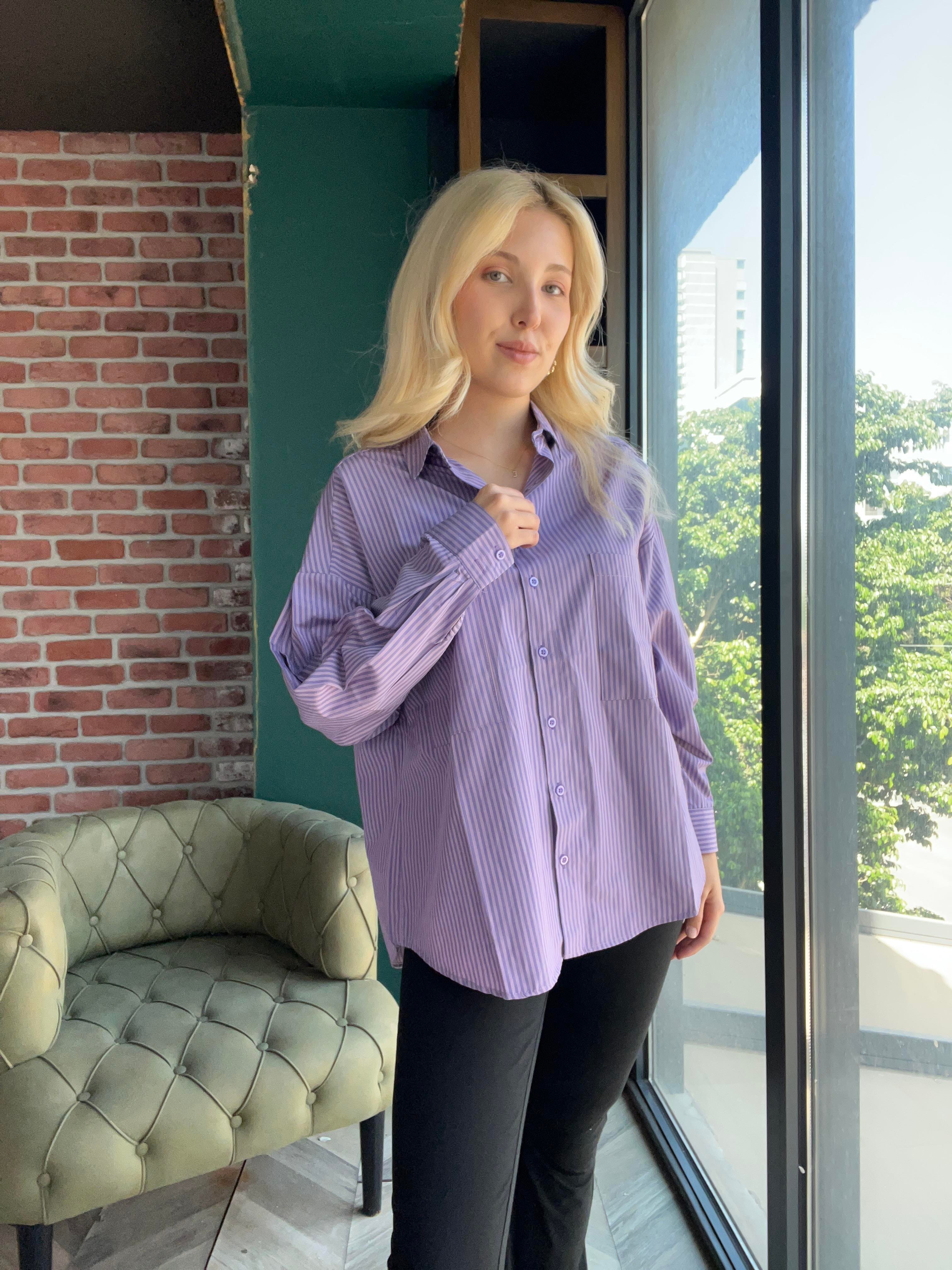 Çizgili Oversize Poplin Gömlek