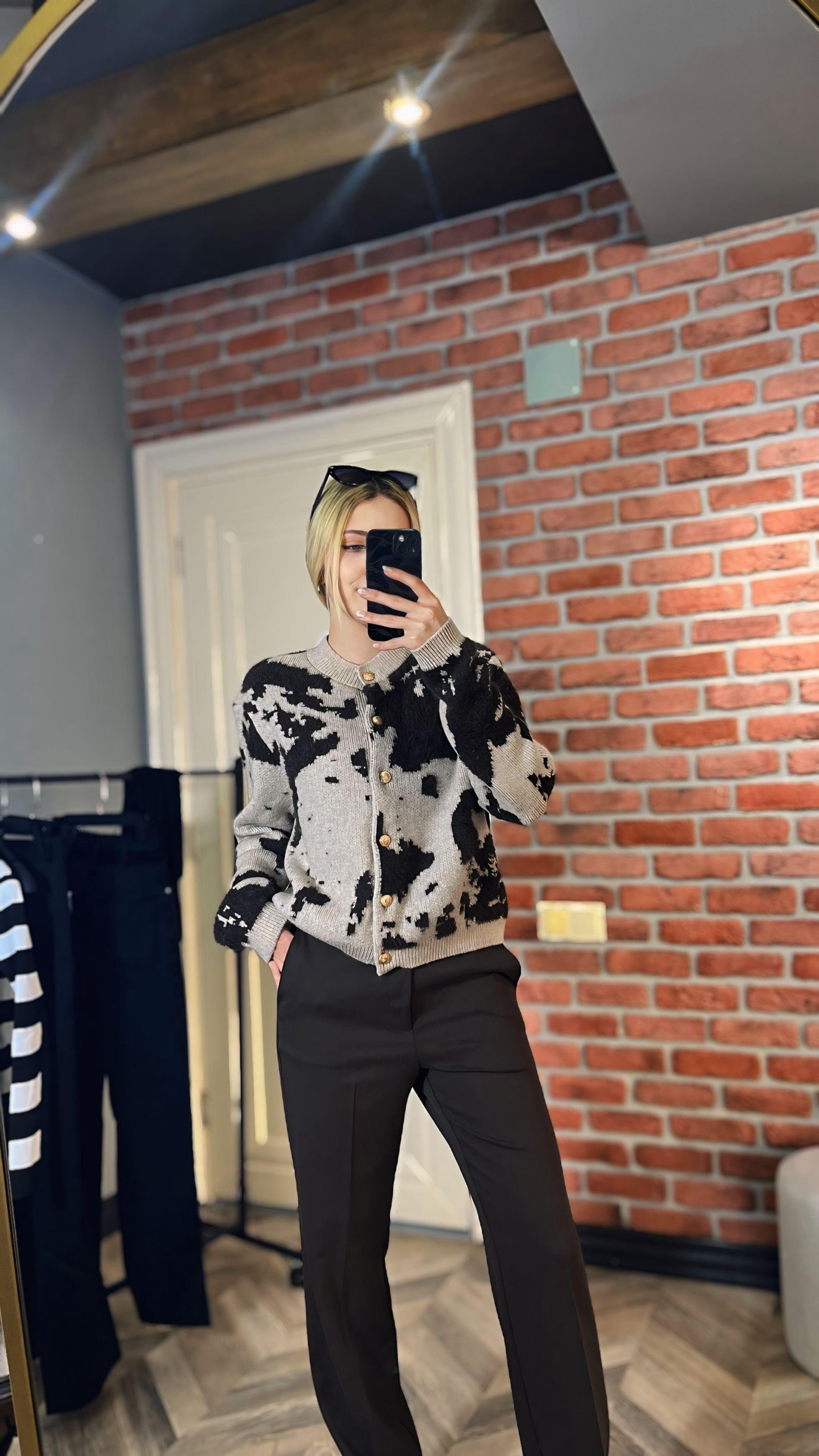 Kahverengi Yüksek Bel Düz Paça Pantolon