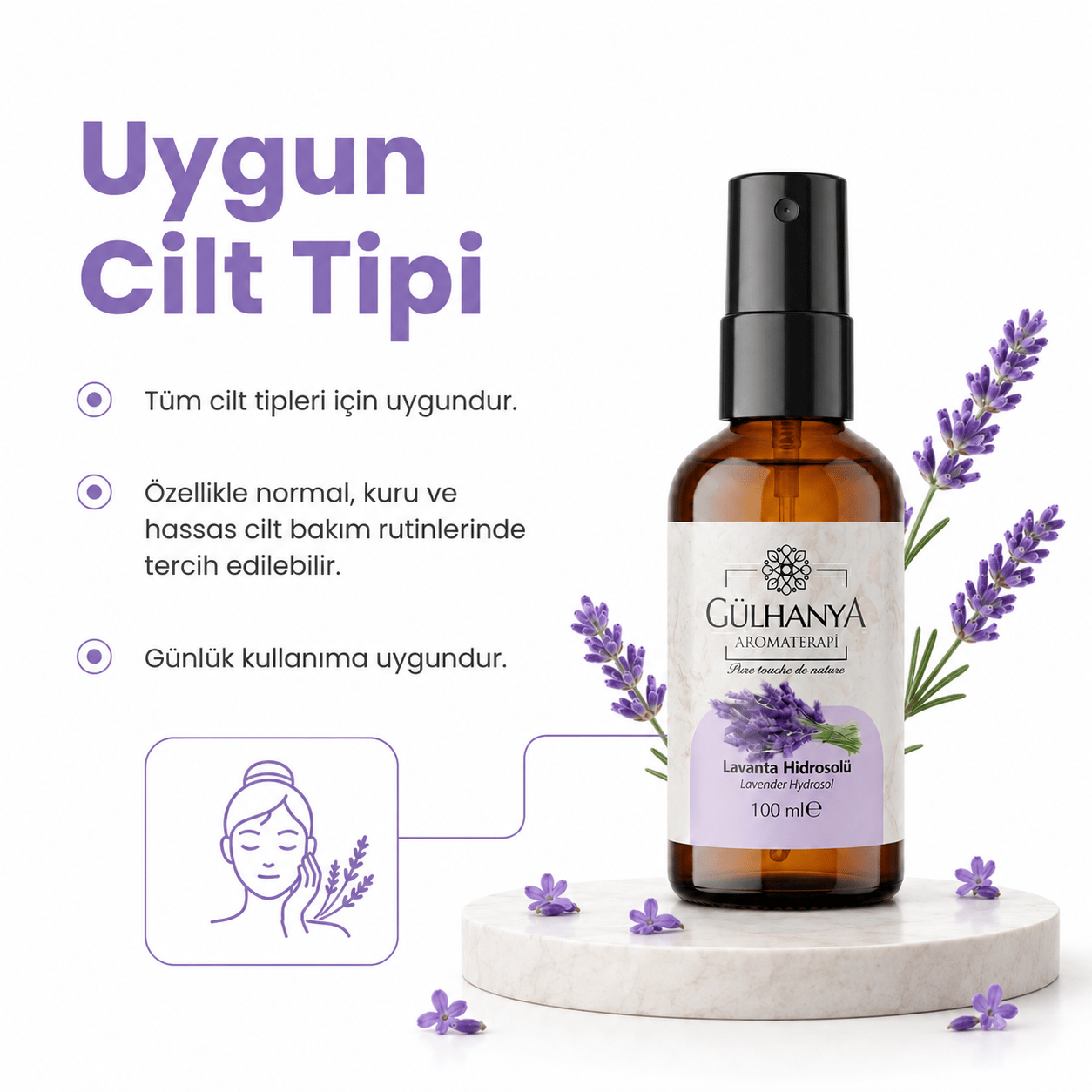 Lavanta Hidrosolü 100ml (Lavanta Suyu Canlandırıcı ve Besleyici Tonik)