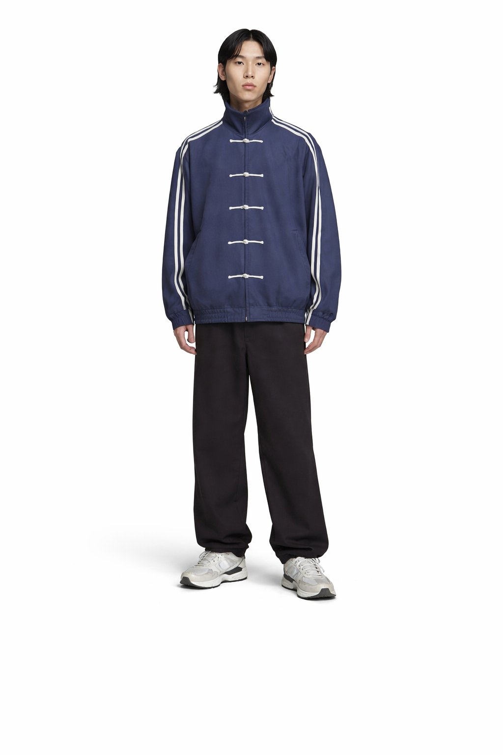 Çin Düğmeli Oversize Unisex Ceket ( lacivert )