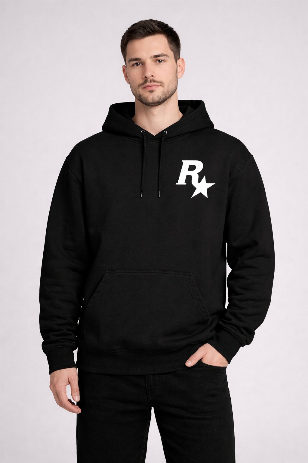 R STAR BASKILI SWEATSHİRT -siyah
