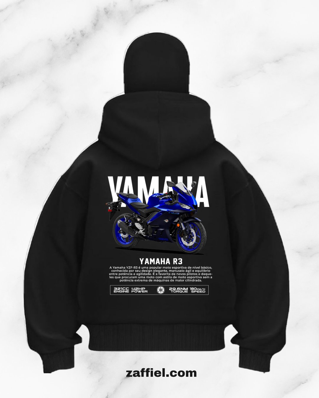 YAMAHA R3 BASKILI MOTORCU FULL ZİP
