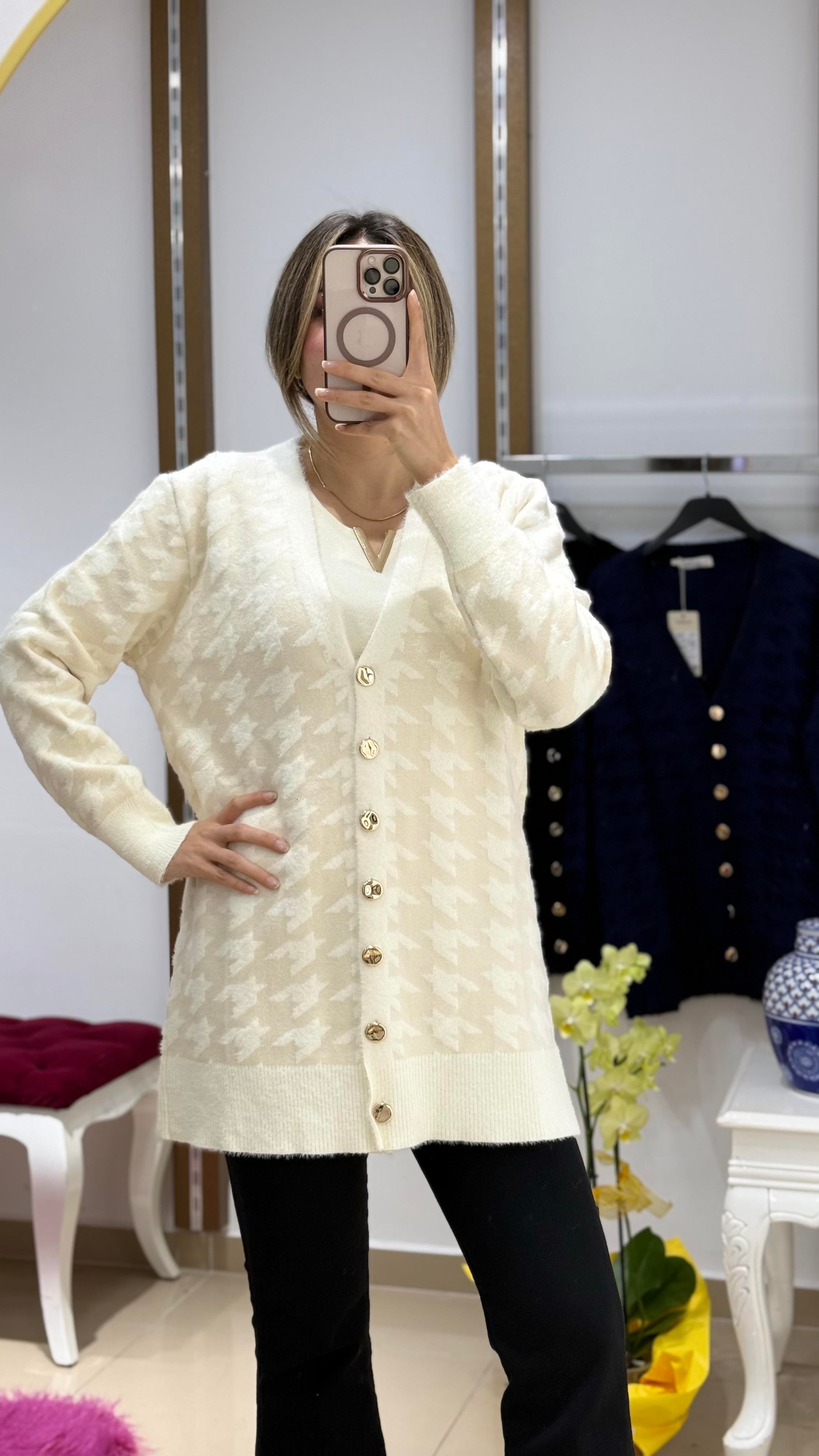 Kazayağı Angora gold düğme Ceket KREM 