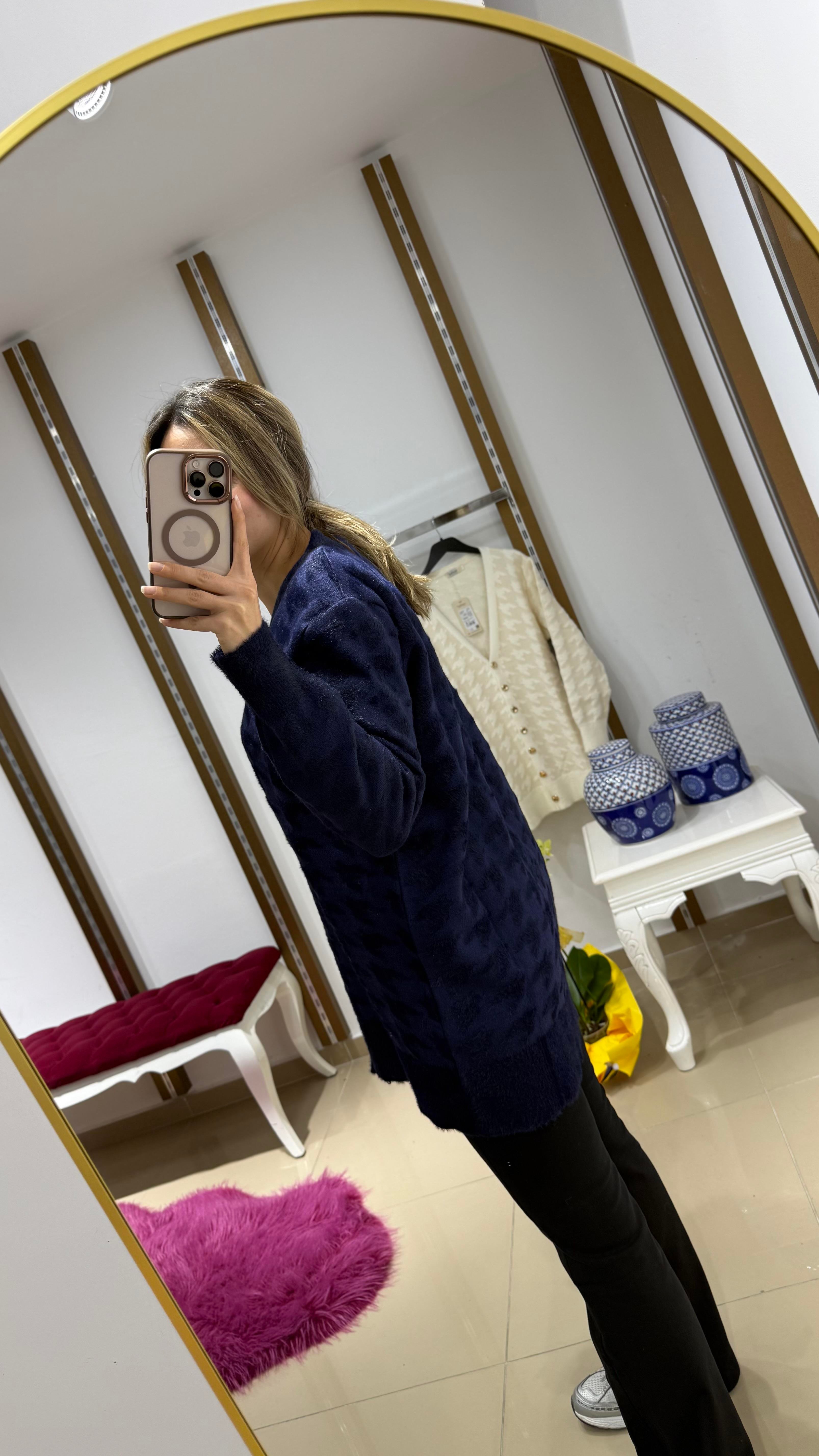 Kazayağı Angora gold düğme Ceket Lacivert 