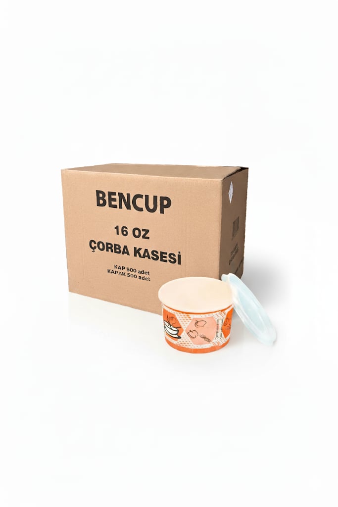 Bencup Çorba Kase Kapak 16 Oz 500 Lü
