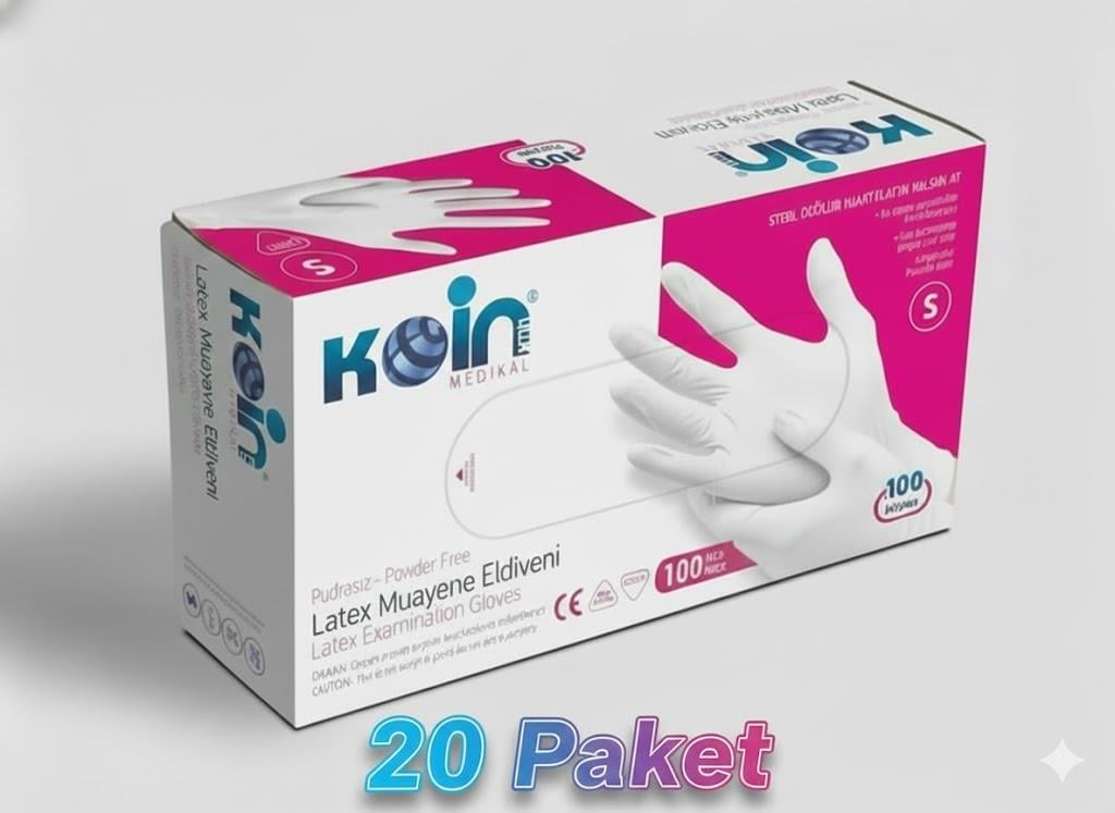 KOIN Pudrasız Lateks Muayene Eldiveni 100'lü PaketKOIN Pudrasız Lateks Muayene Eldiveni 100'lü 20 Paket