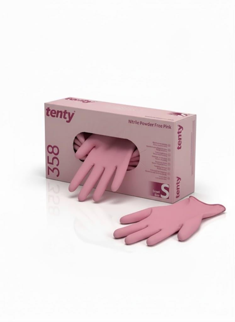 TENTY Pembe Nitril Pudrasız Eldiven 100 lü 