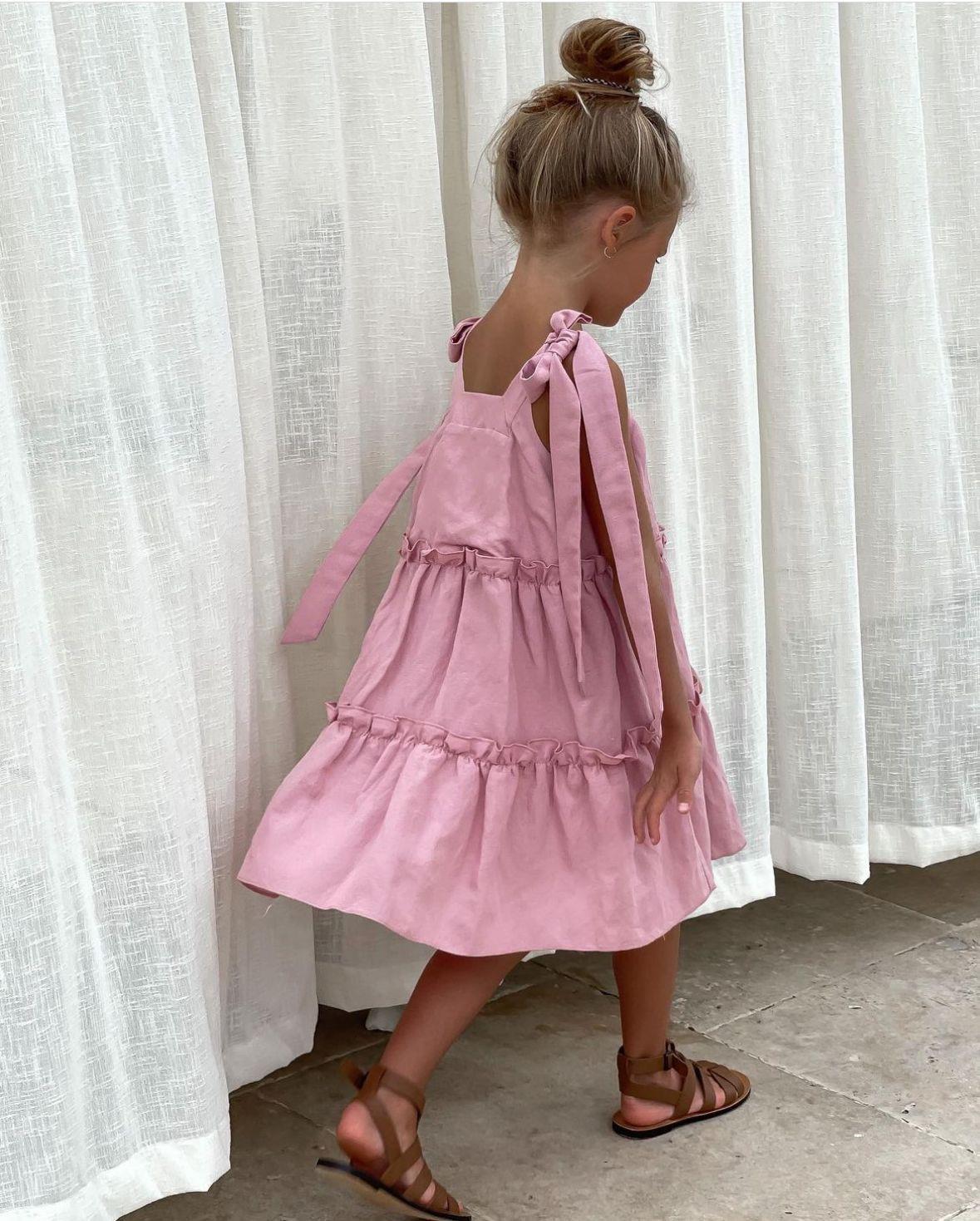 Kurdaleli Dokuma Elbise - Pembe