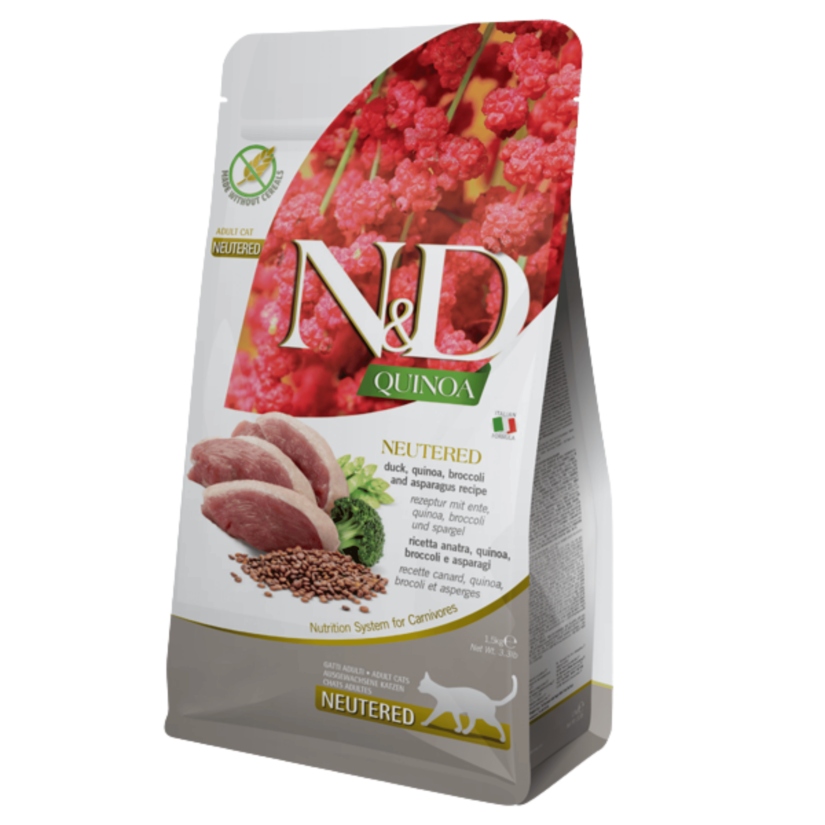 N&D Quinoa Ördek Brokoli Kuşkonmaz Kısır Kedi Maması 1.5 Kg