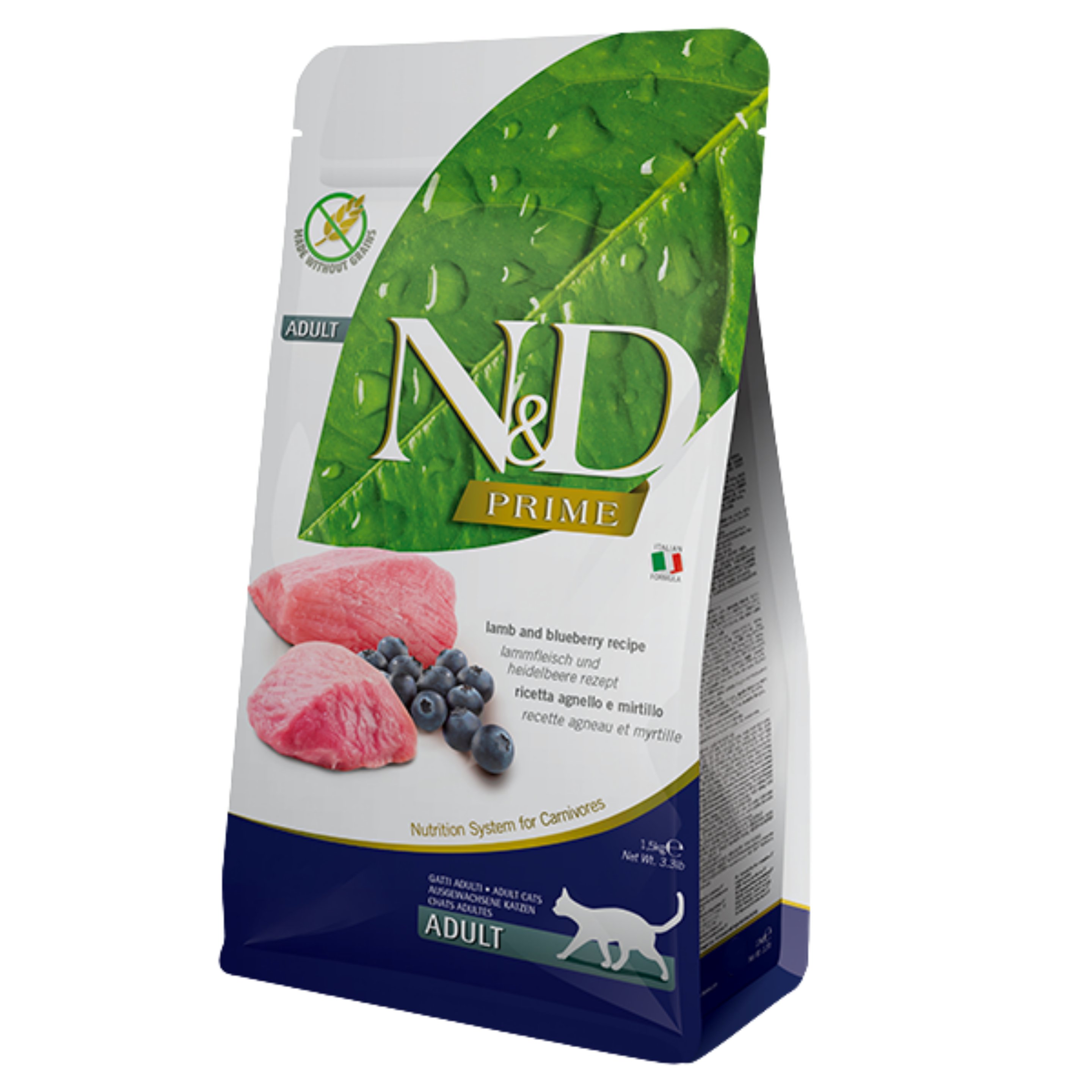 N&D Tahılsız Kuzu Etli Yaban Mersinli Yetişkin Kedi Maması 1.5 Kg