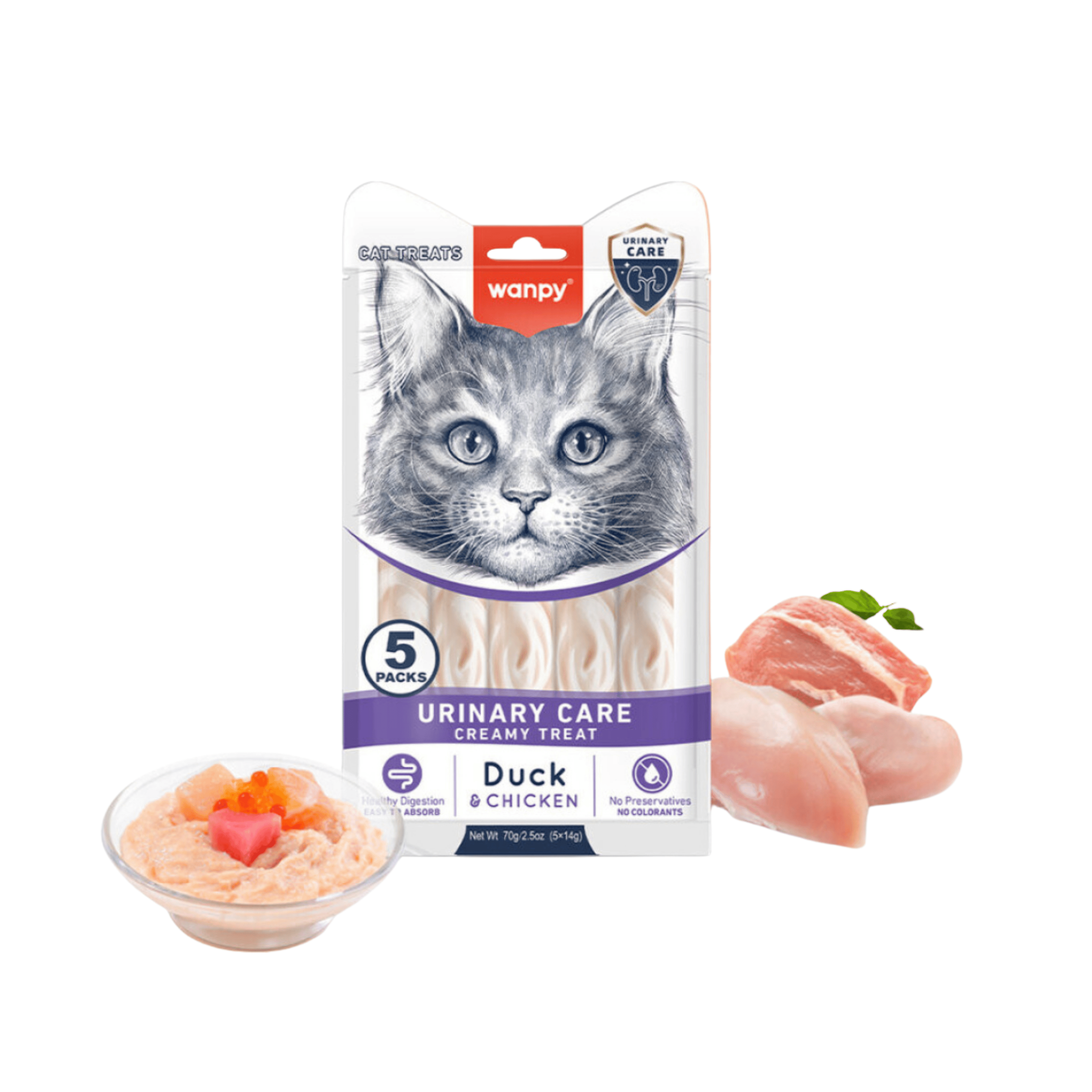 Wanpy Urinary Care Ördekli ve Tavuklu Üriner Sistem Desteği Krema Kedi Ödül Maması 14gr (5'li)