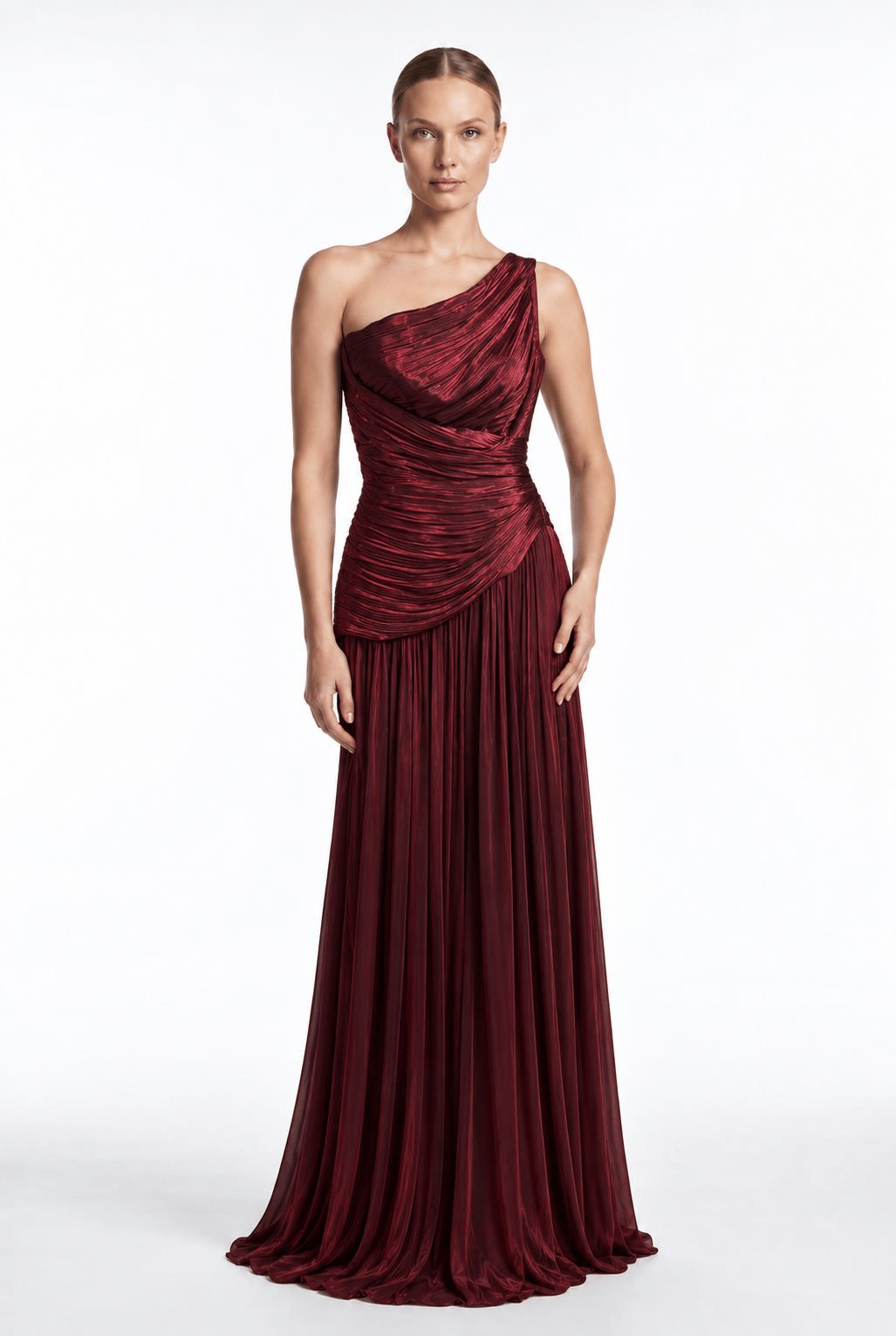Bordo Tek Omuz Parlak Kumaş Abiye Abiye P-0000019813-BORDOBRD38