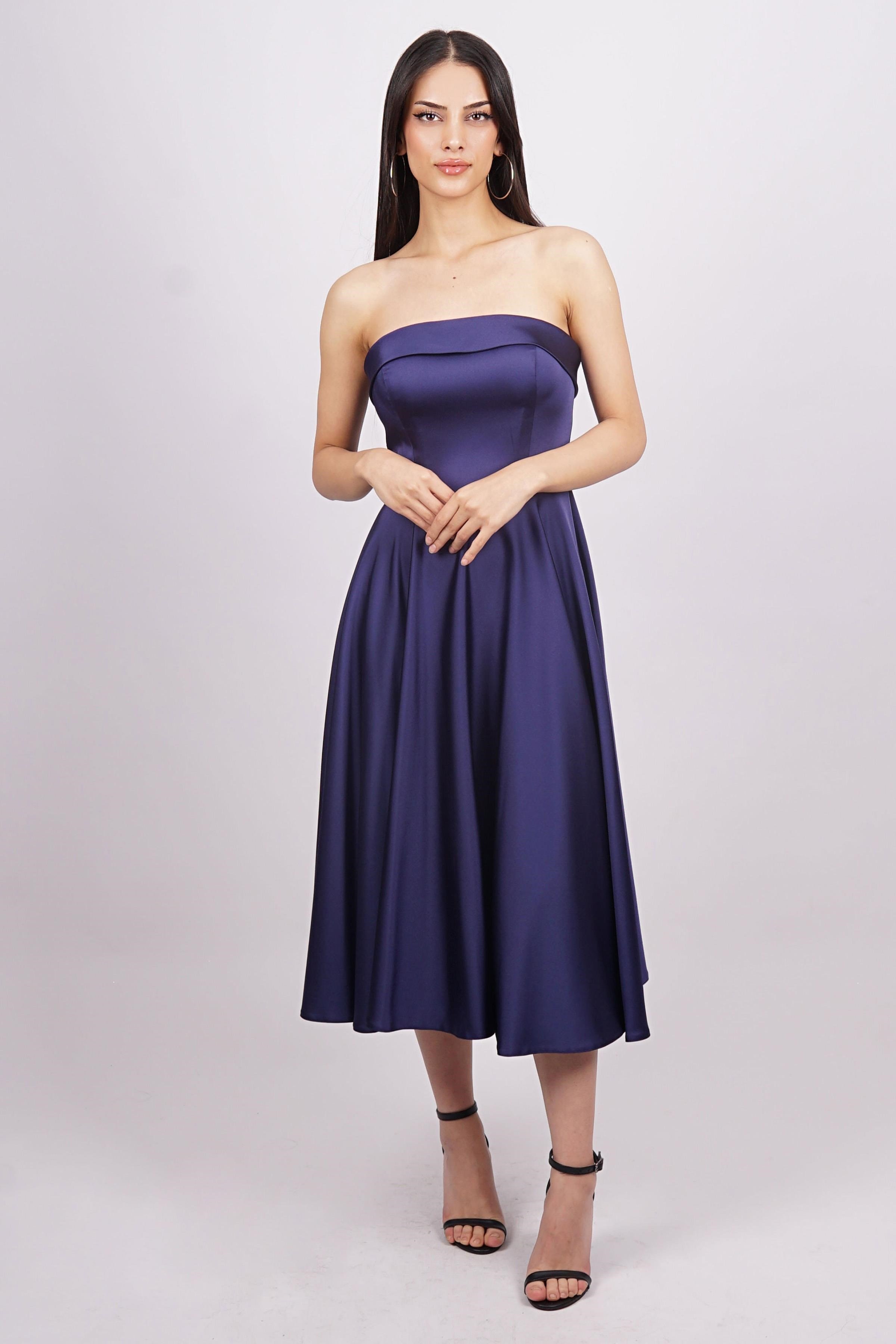 Lacivert Straplez Abiye Elbise Abiye P-0000014716-LACİVERTLAC38