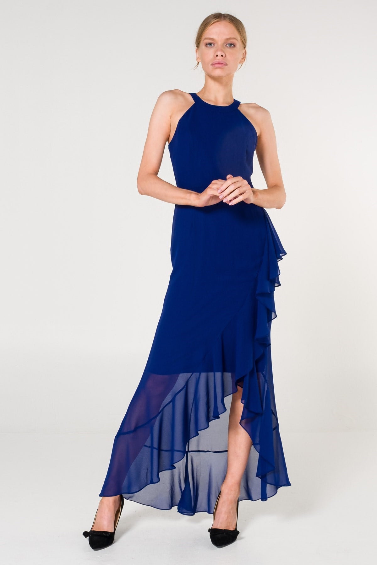 Saks Halter Yaka Şifon Elbise Abiye P-0000006282-SAKSSKS42