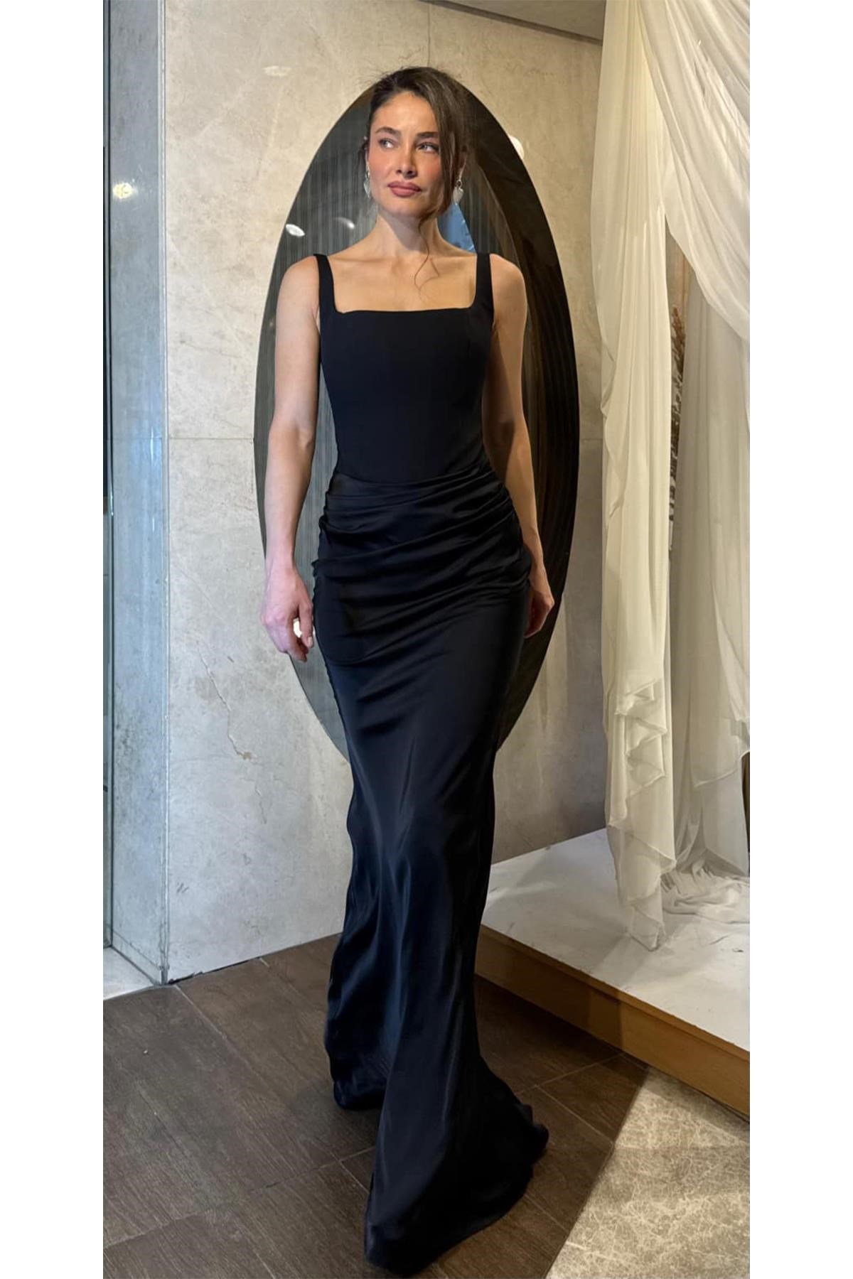 Siyah Kare Yaka Abiye Abiye P-0000017763-SİYAHSYH38