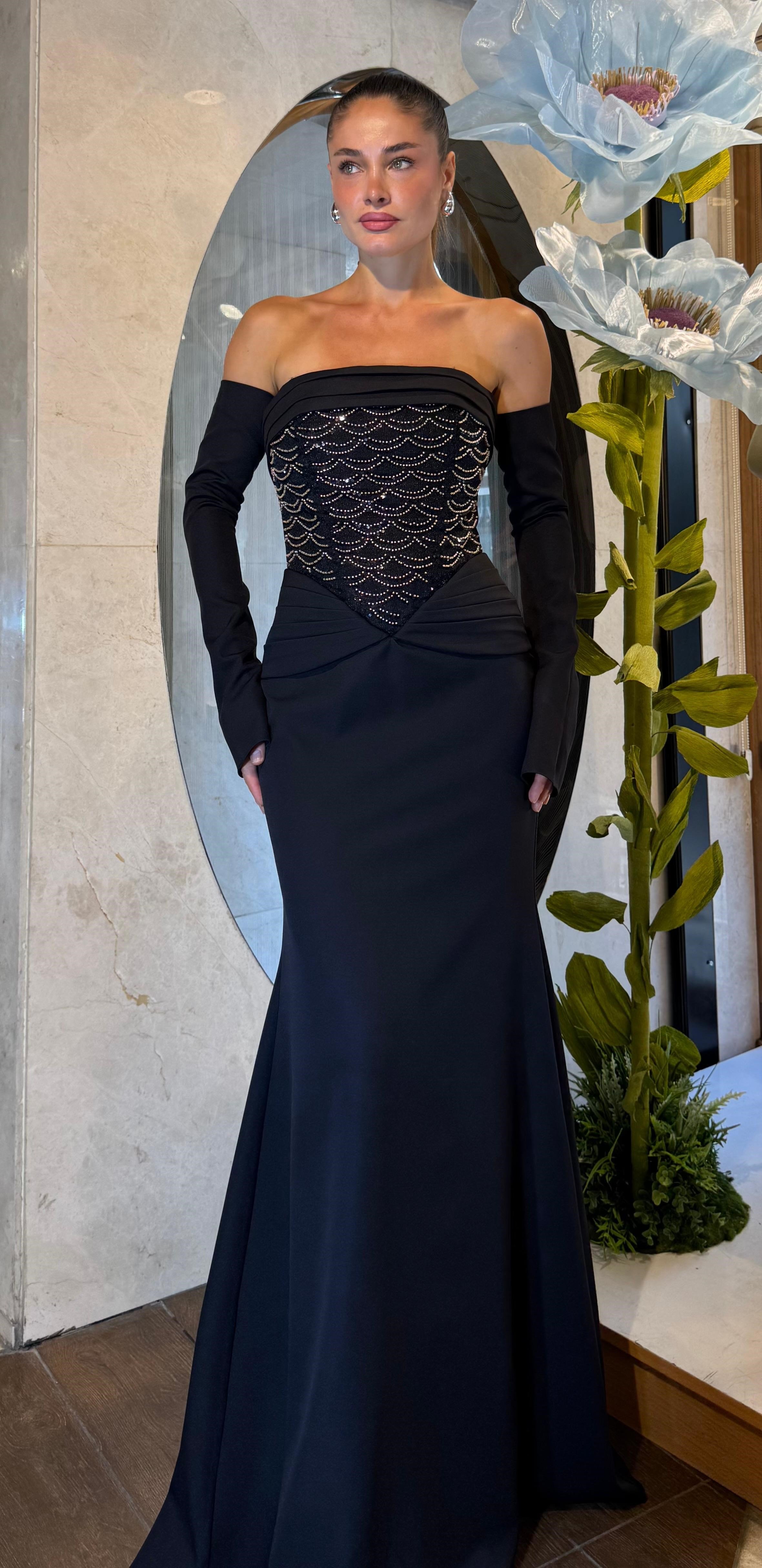 Siyah Transparan Abiye Abiye P-0000016706-SİYAHSYH42