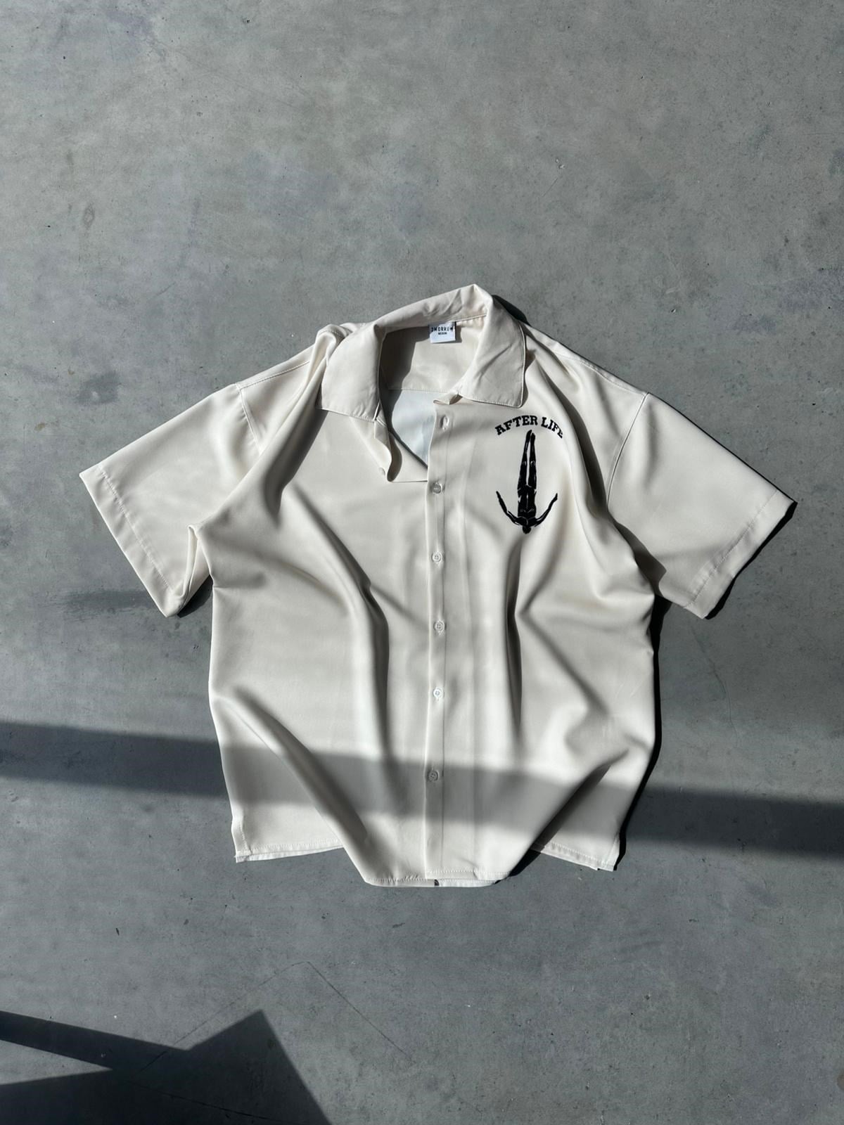 AFTER LİFE KREM Desenli Dubble Hürrem Kumaş Oversize Gömlek T