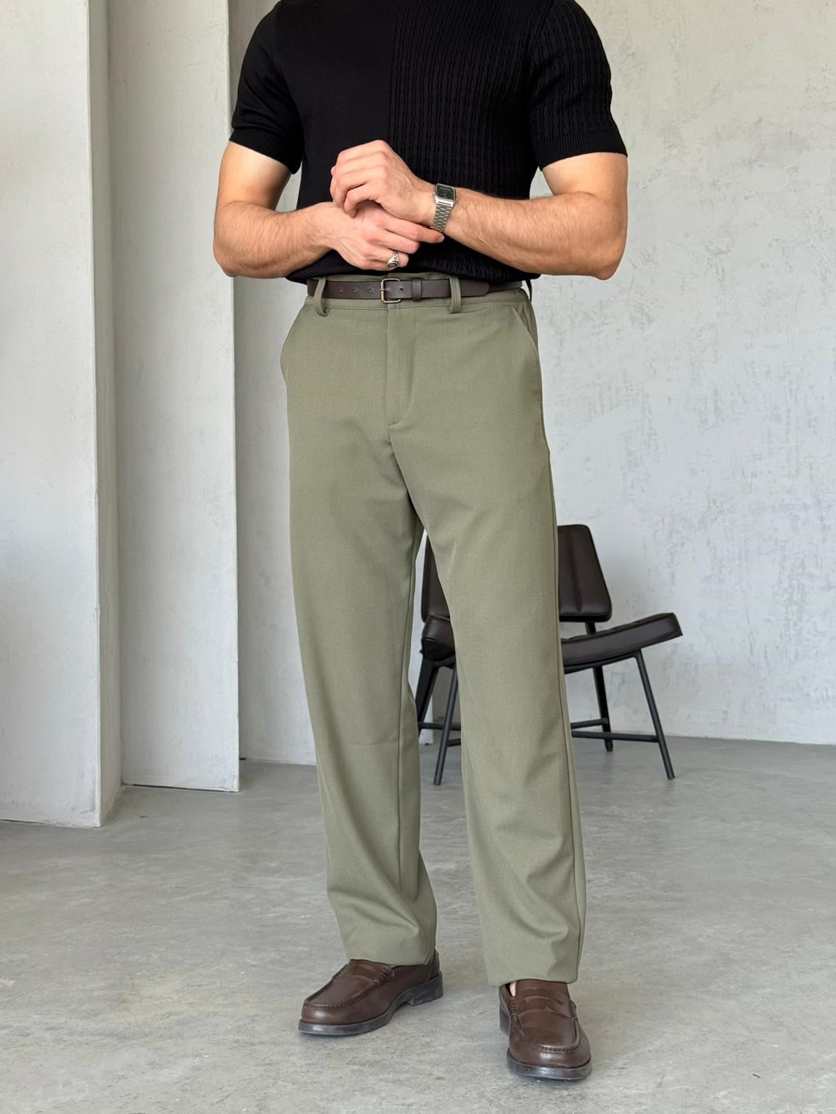 Baggy Fit Kumaş Pantolon W - Haki
