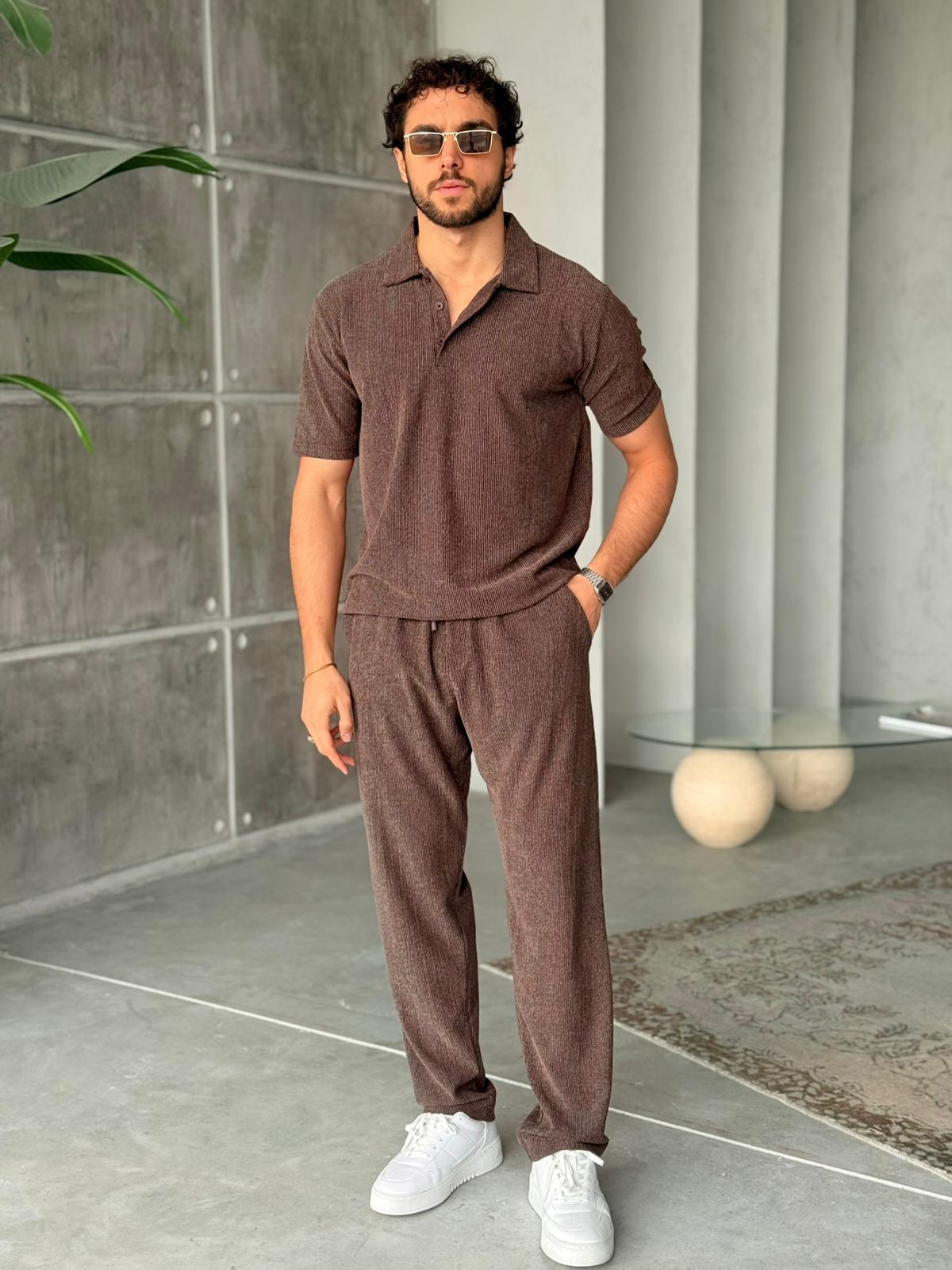 Basic Polo Yaka Takım M - Kahve