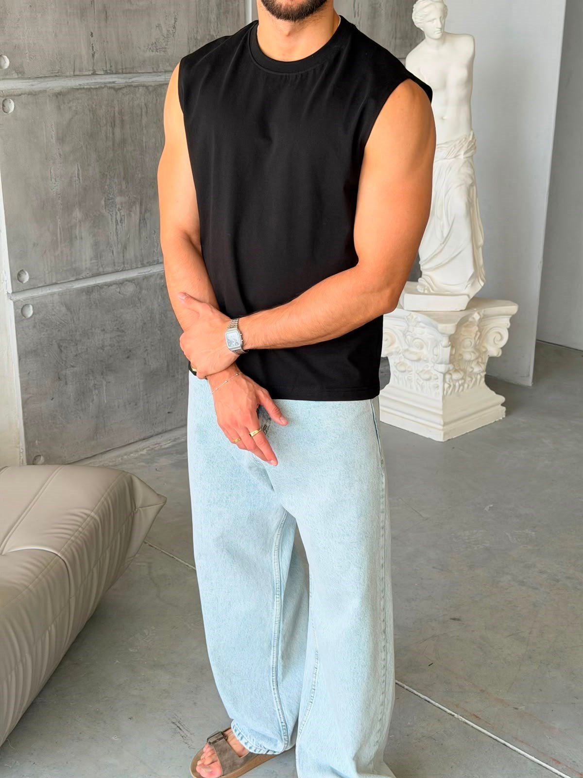 BASIC SIFIR KOL T-SHIRT K - SİYAH
