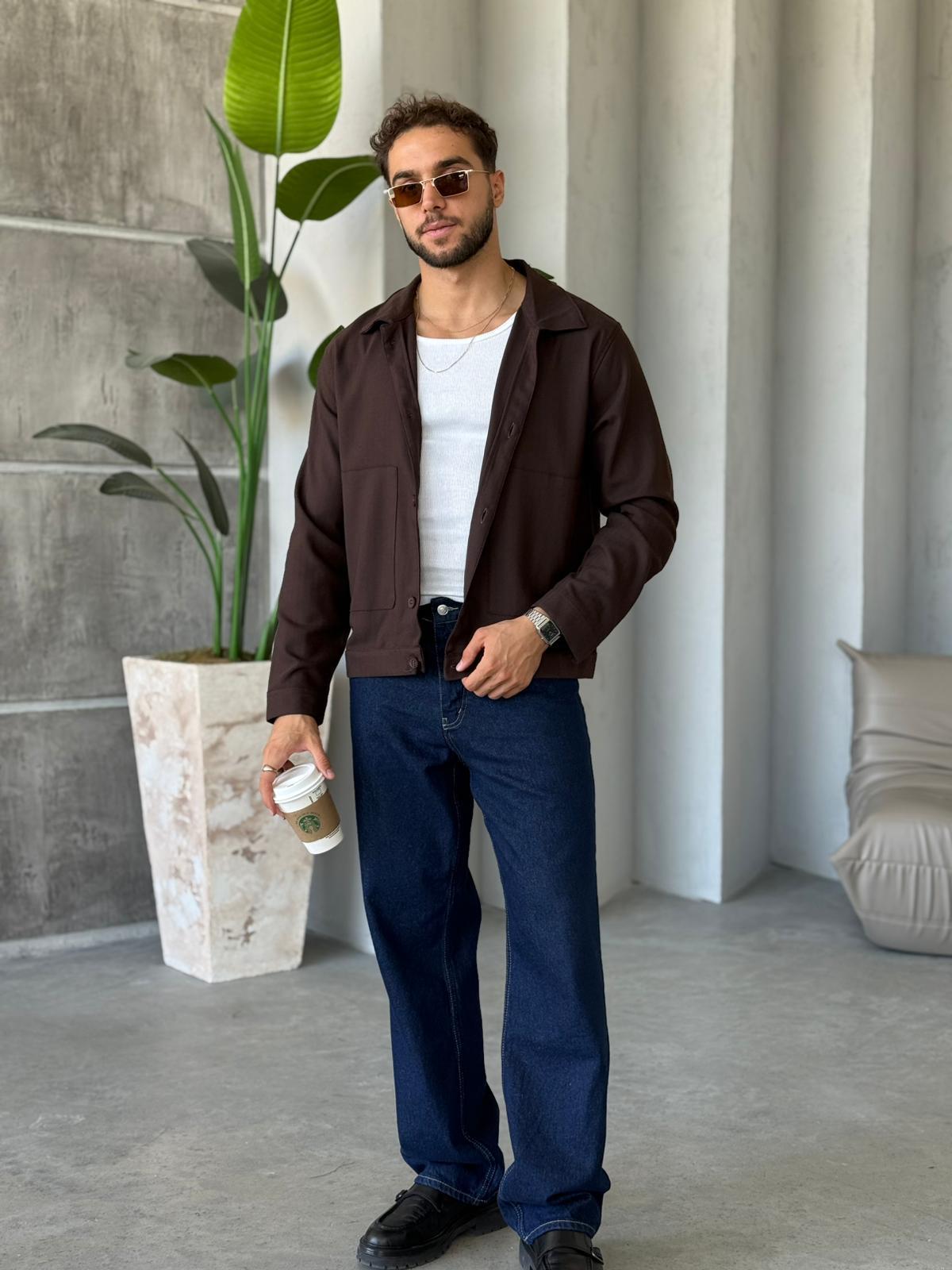 Desenli Casual Ceket Kahve