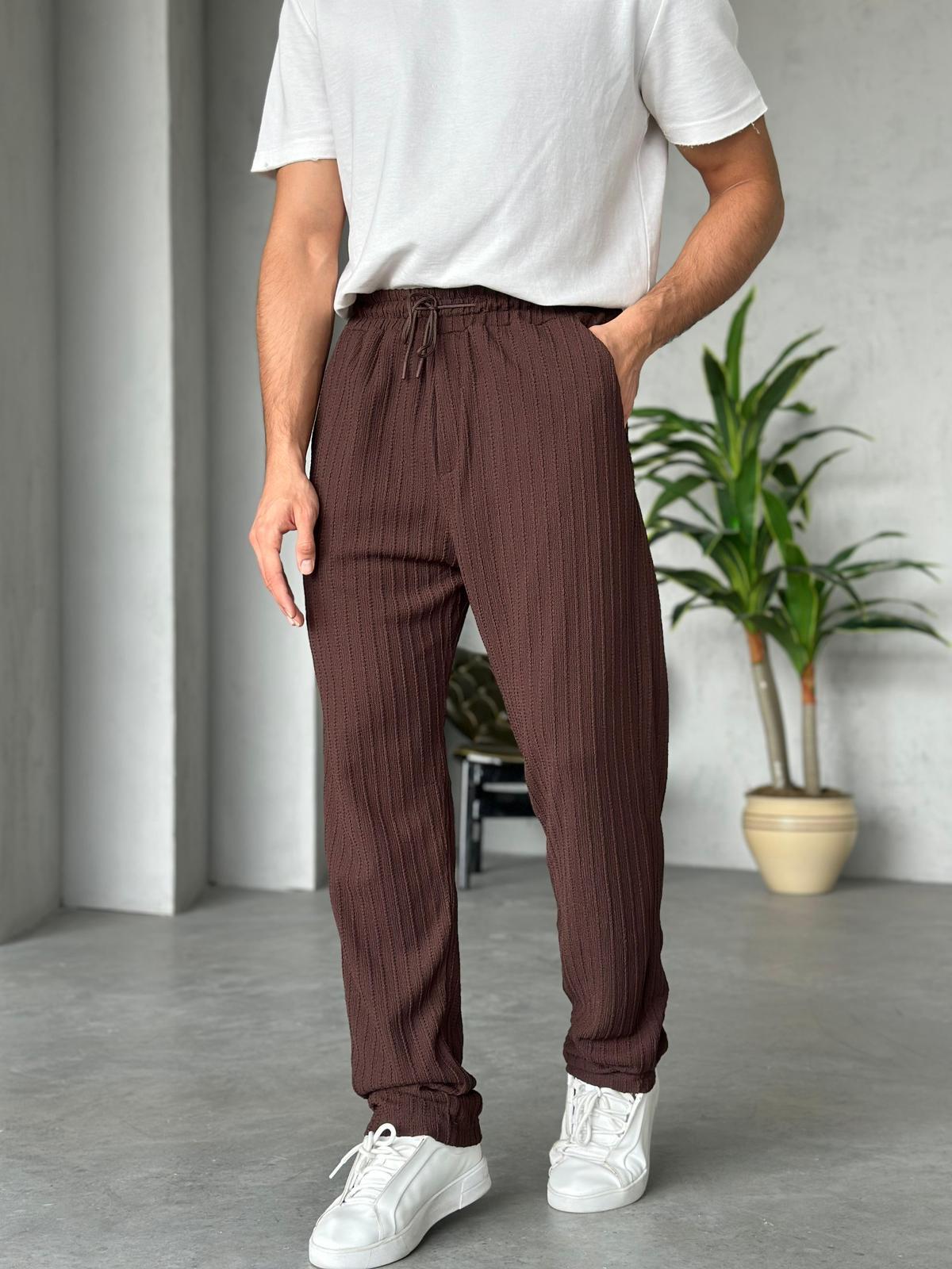 Desenli Jogger Pantolon - Kahve