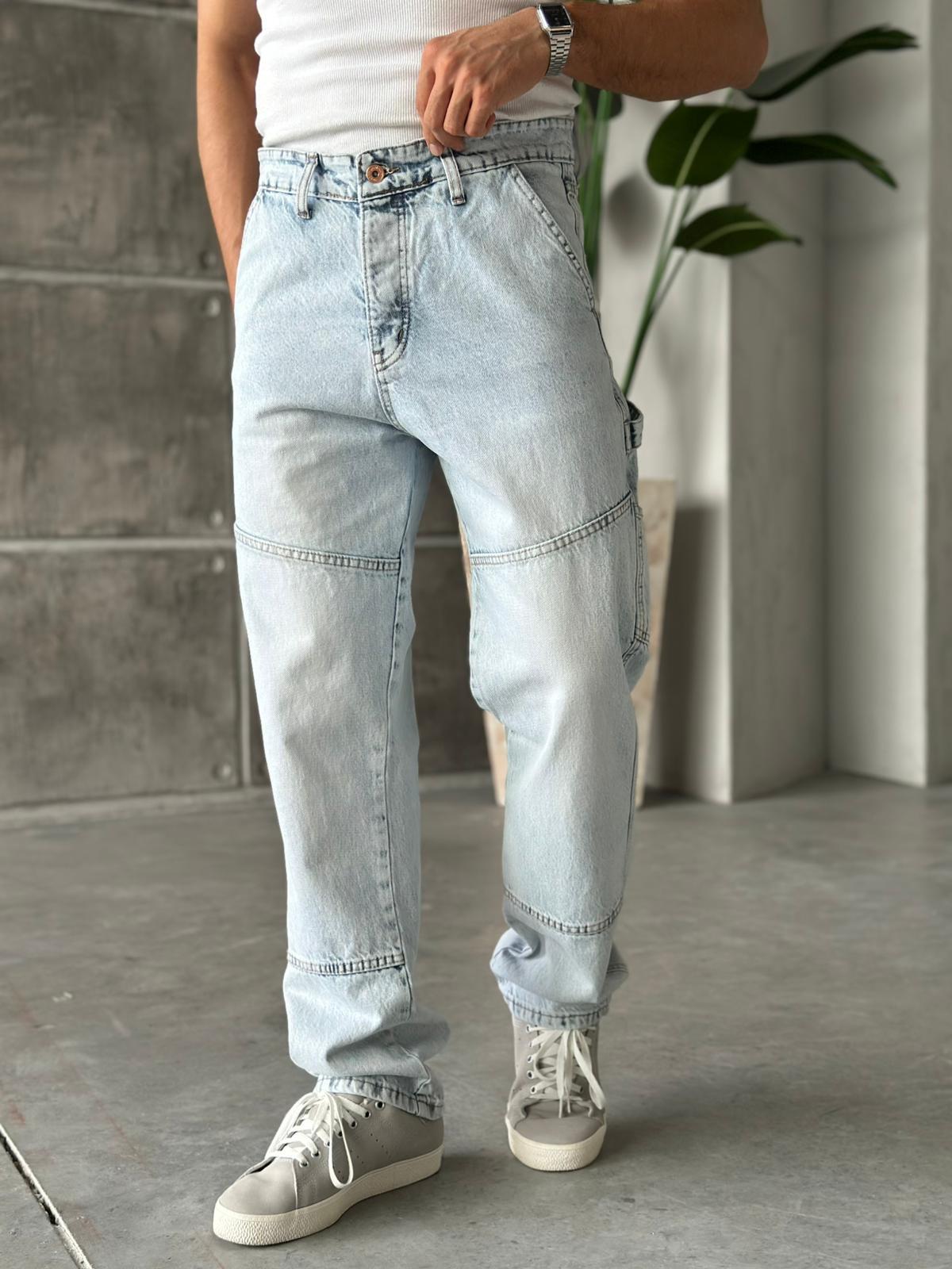 Dikiş Detaylı Baggy Pantolon Kar Yıkama