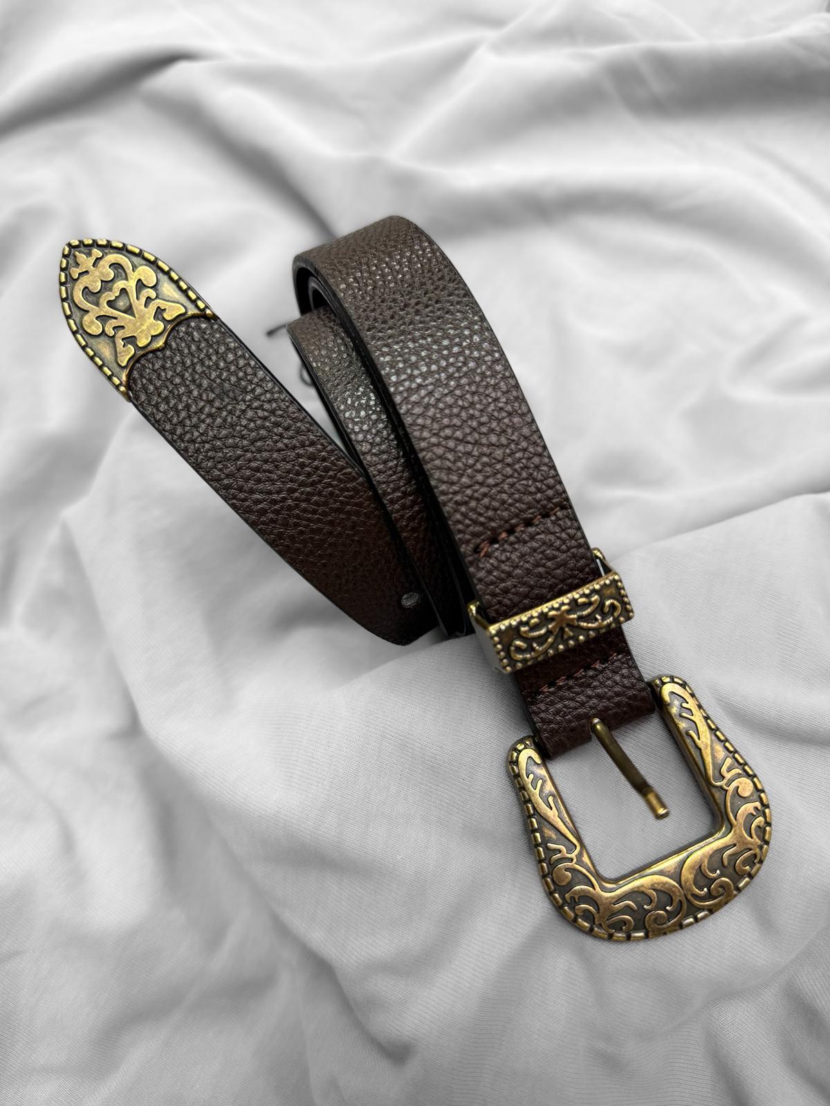 Eskitme Gold Suni Deri Kemer
