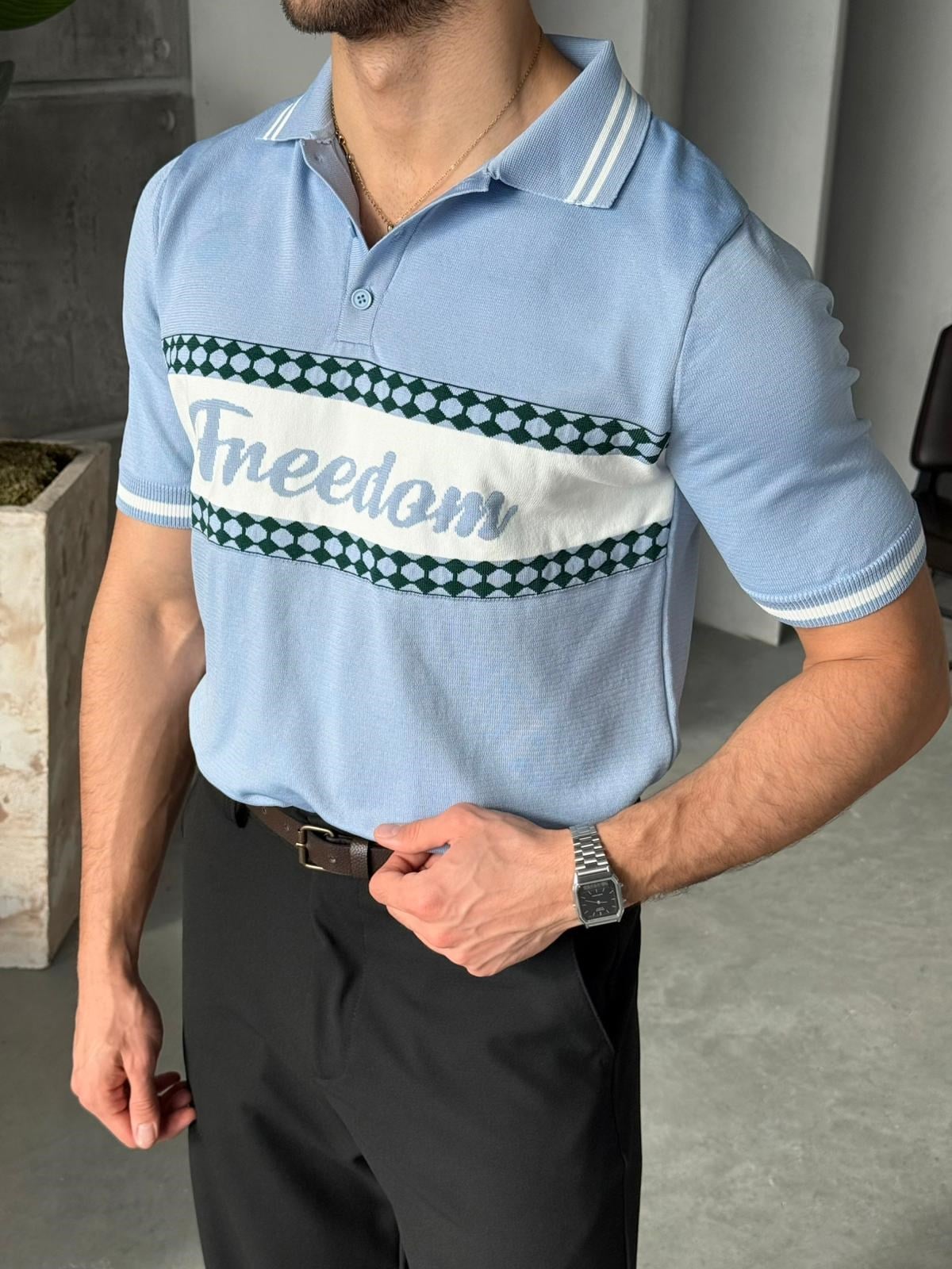 Freedom Nakışlı Polo yaka Triko T - Bebemavi