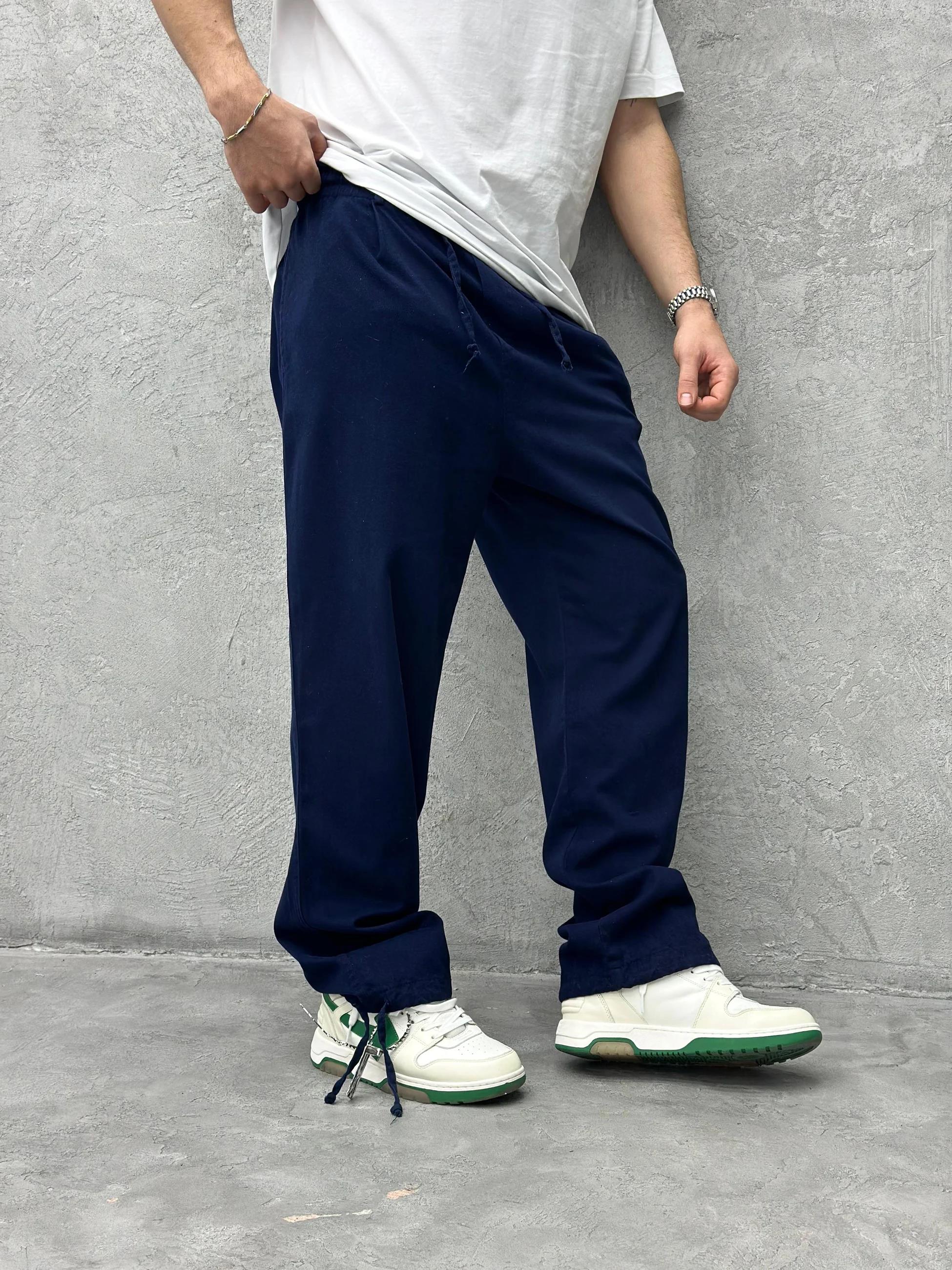 Gabardin Kumaş Ayarlanabilir Paça Pantolon Lacivert
