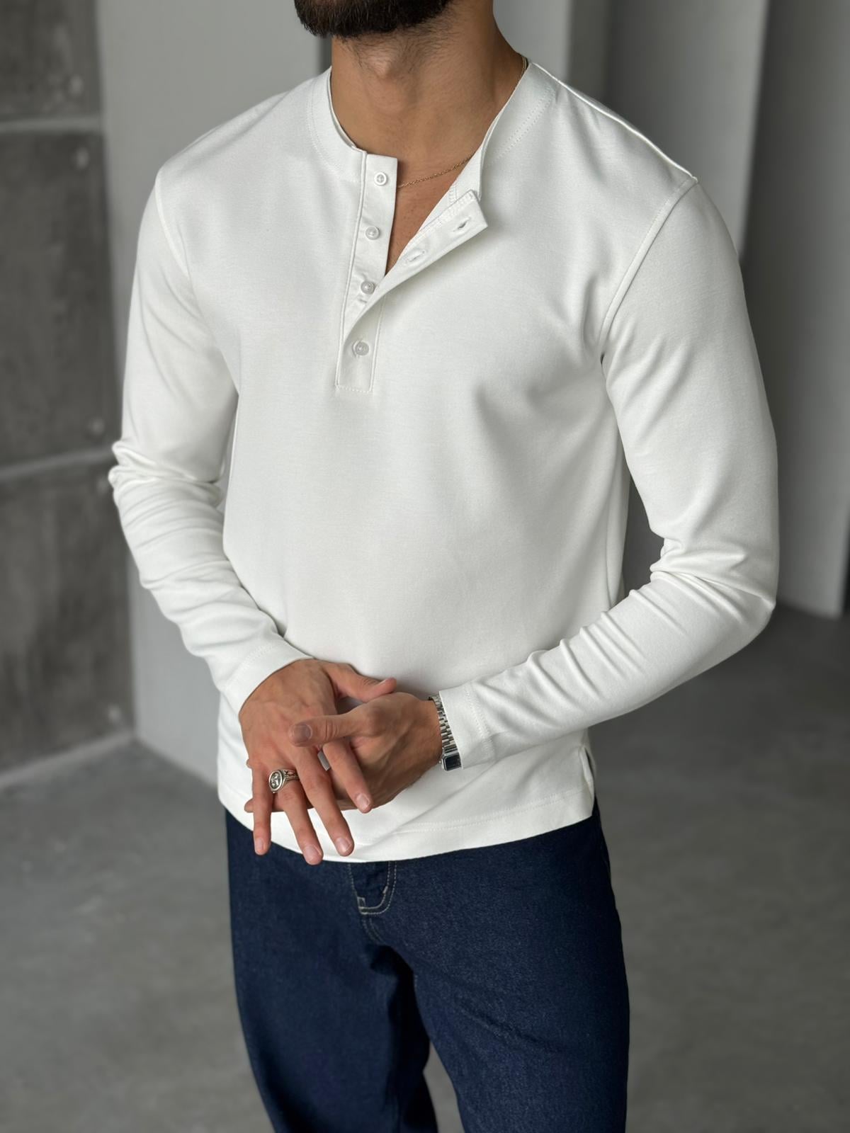 Hanley Yaka Modal Kumaş Sweat - Beyaz