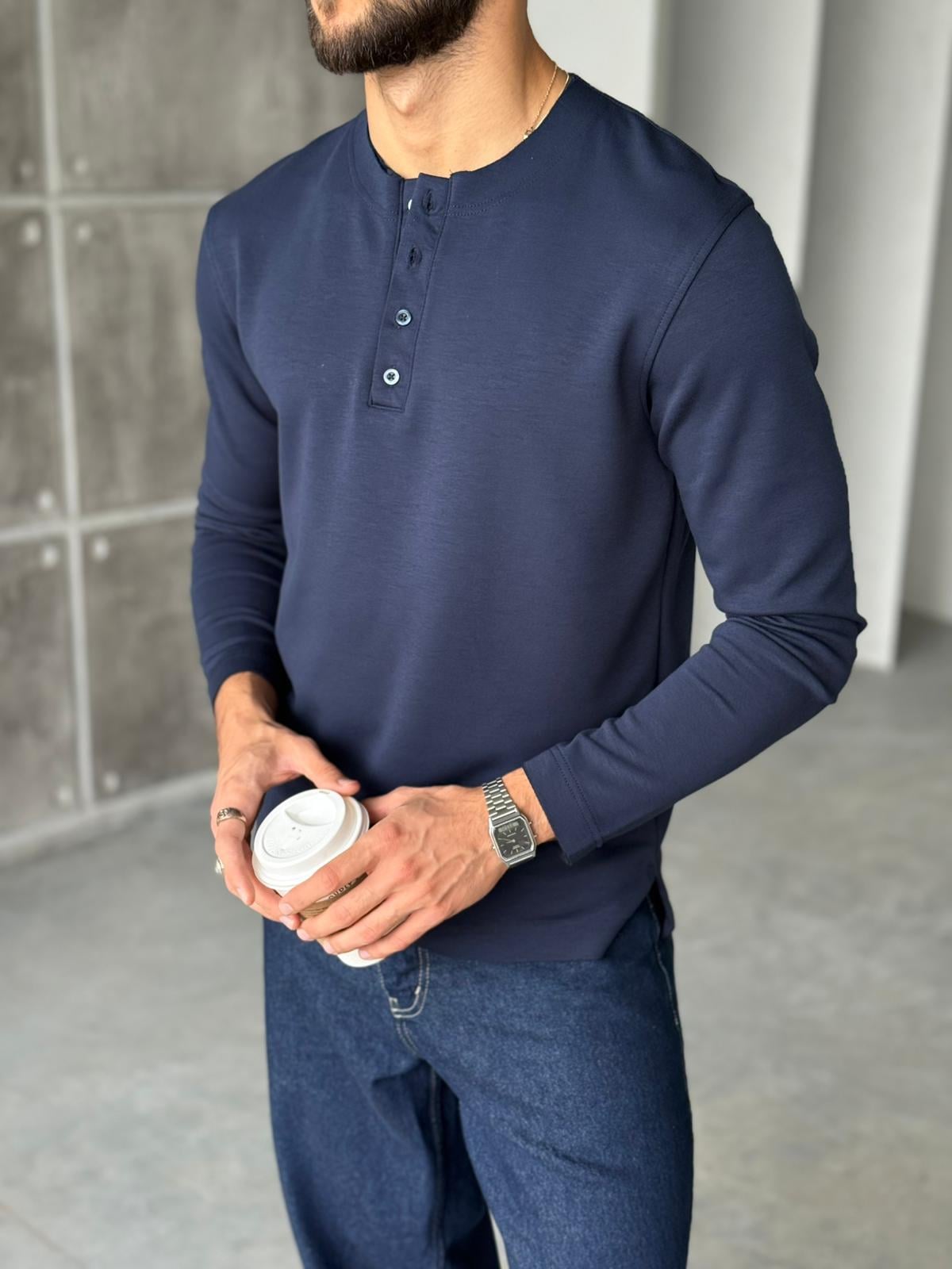Hanley Yaka Modal Kumaş Sweat - Lacivert